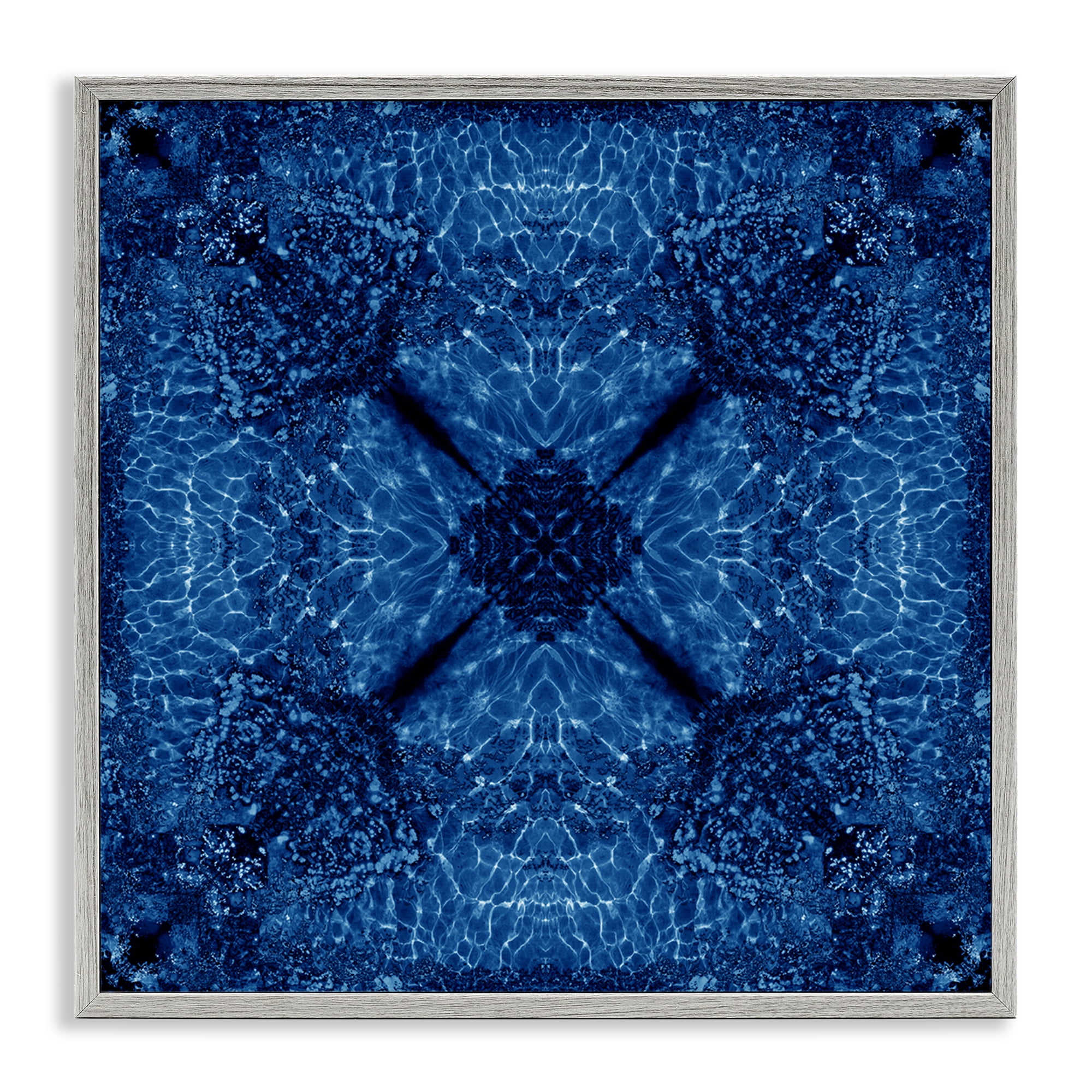 Stupell Industries Dark Blue Patterned Abstract Painting Gray Framed Art Print Wall Art, 12 x 12