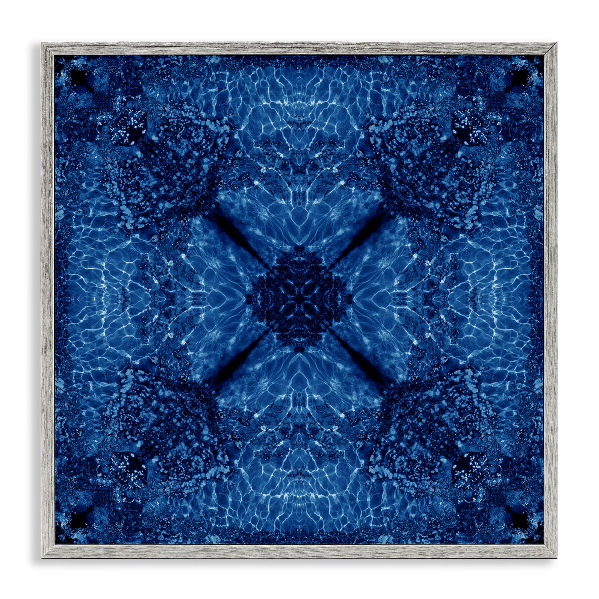 Stupell Industries Dark Blue Patterned Abstract Painting Gray Framed Art Print Wall Art, 17 x 17