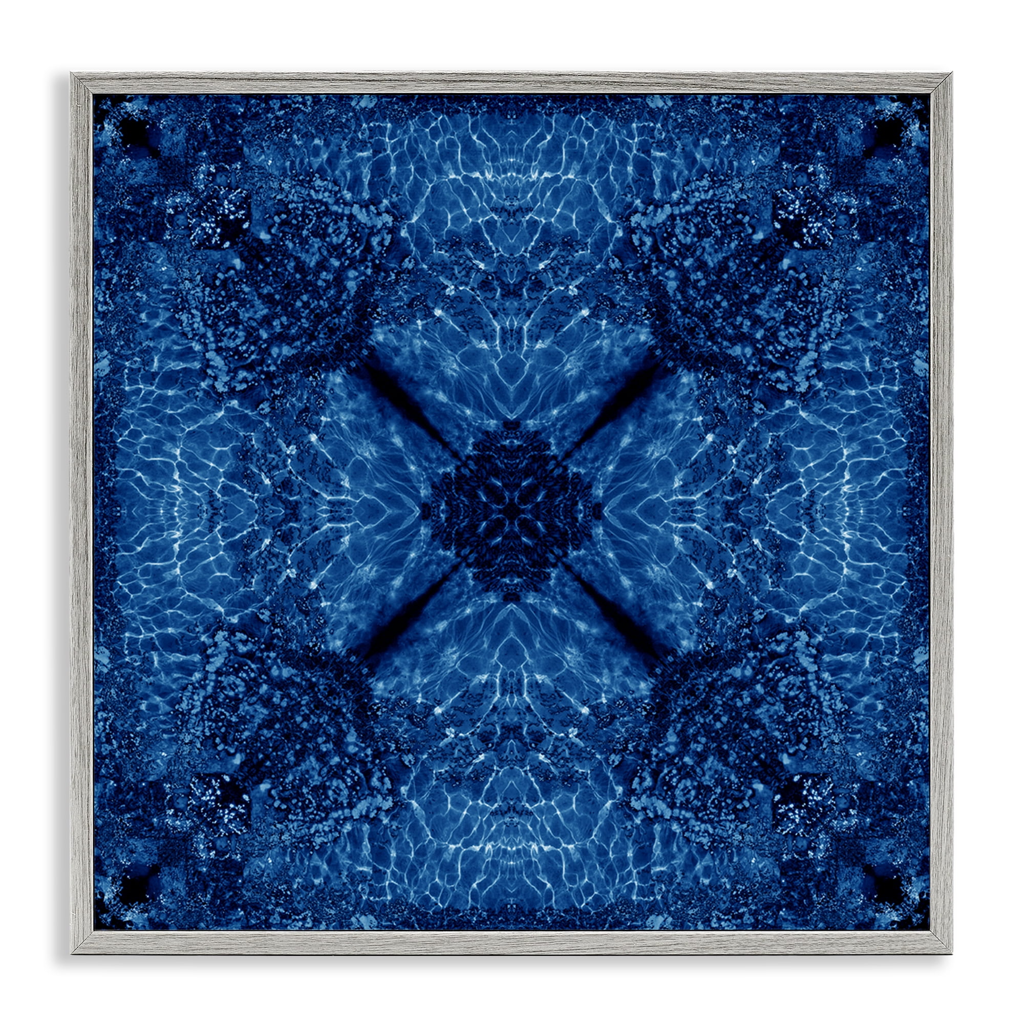 Stupell Industries Dark Blue Patterned Abstract Painting Gray Framed Art Print Wall Art, 24 x 24