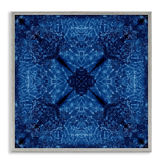 Stupell Industries Dark Blue Patterned Abstract Painting Gray Framed Art Print Wall Art, 24 x 24