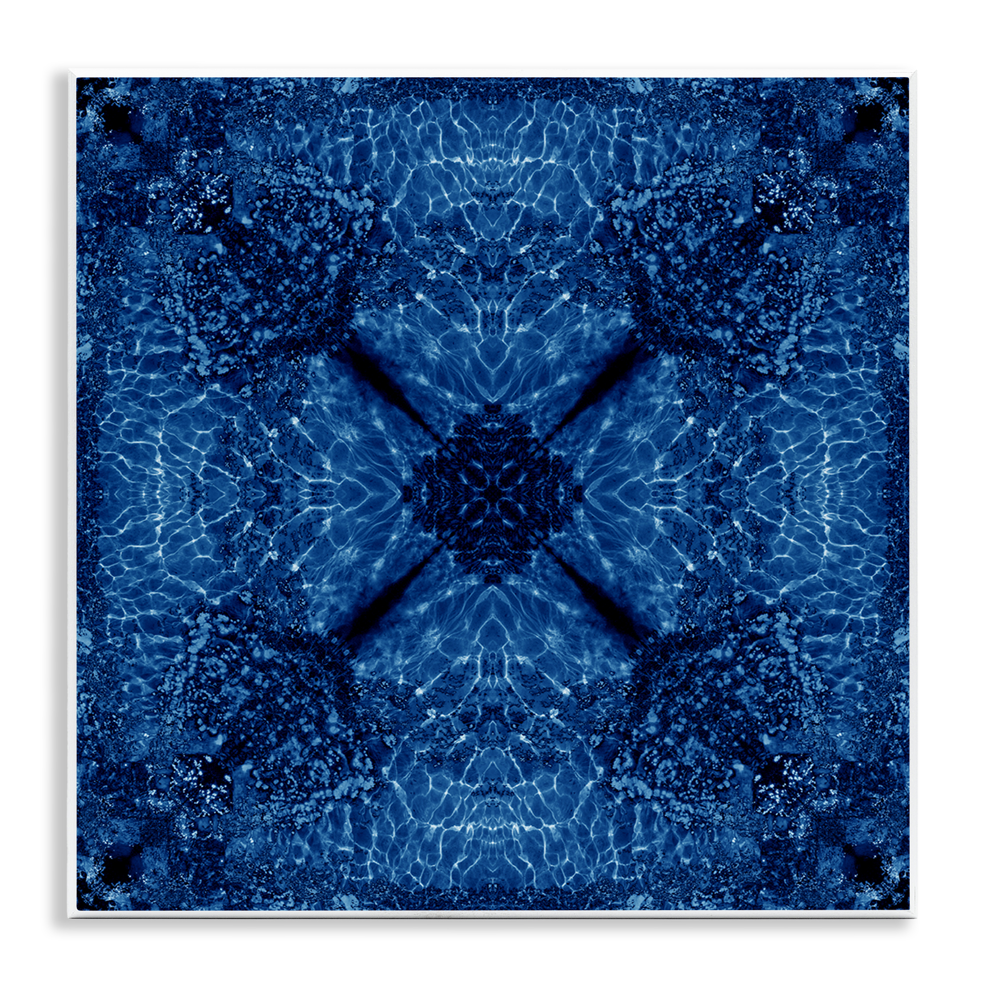 Stupell Industries Dark Blue Patterned Abstract Painting Unframed Art Print Wall Art, 12 x 12
