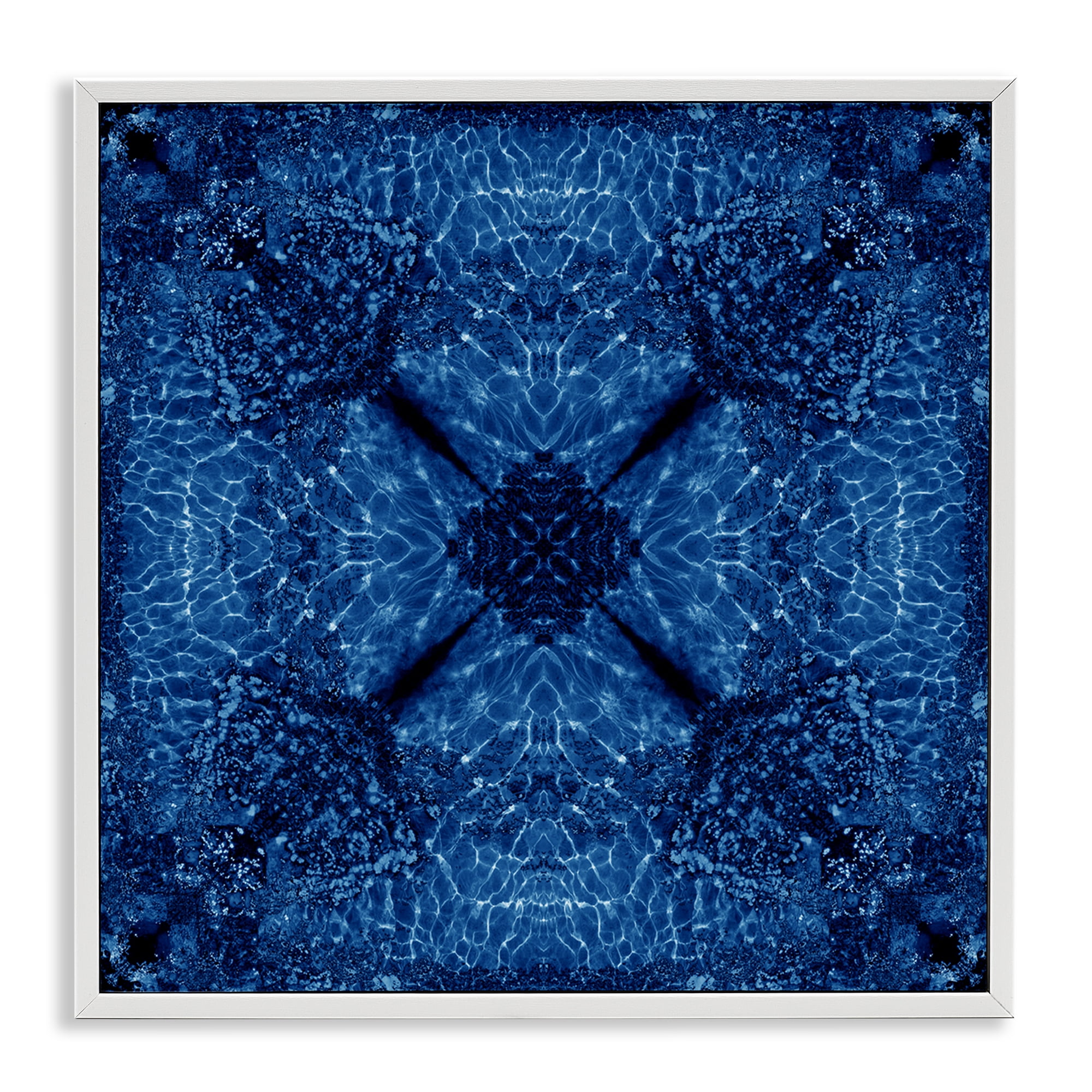 Stupell Industries Dark Blue Patterned Abstract Painting White Framed Art Print Wall Art, 12 x 12