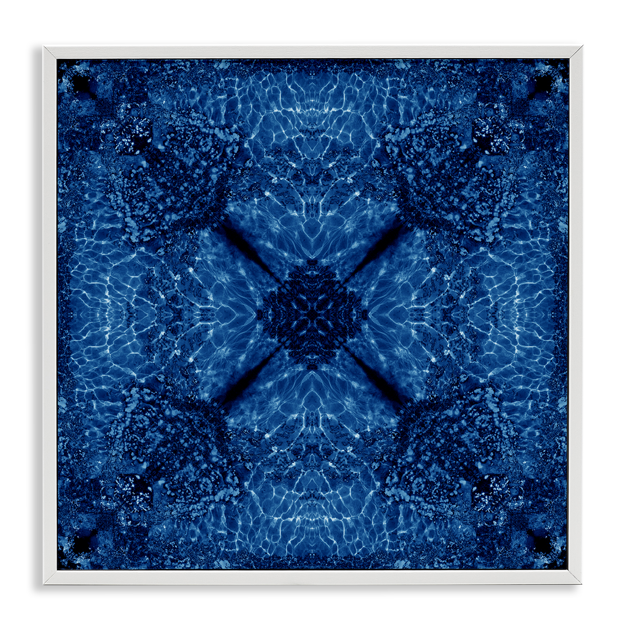 Stupell Industries Dark Blue Patterned Abstract Painting White Framed Art Print Wall Art, 17 x 17