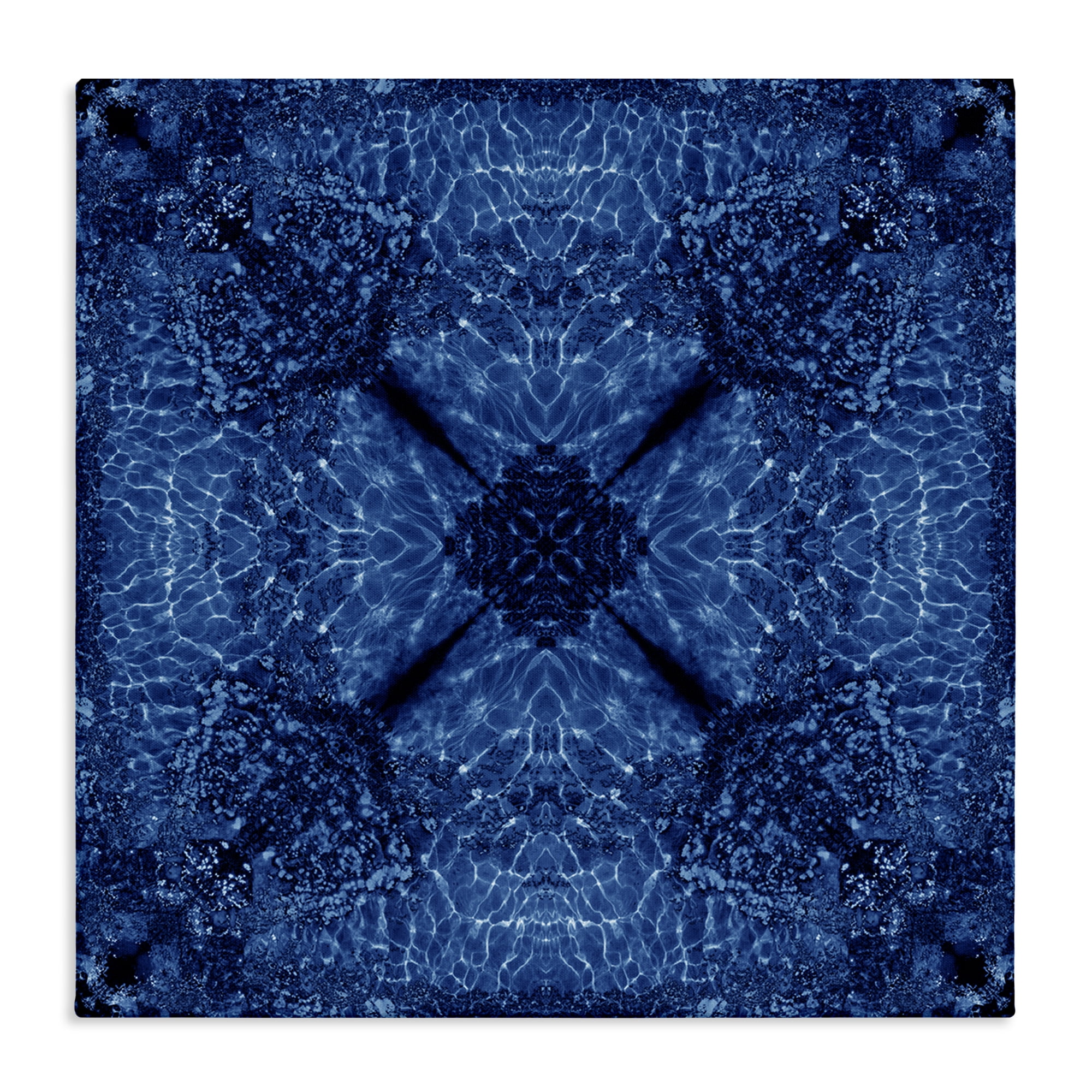 Stupell Industries Dark Blue Patterned Abstract Painting Wrapped Canvas Art Print Wall Art, 24 x 24