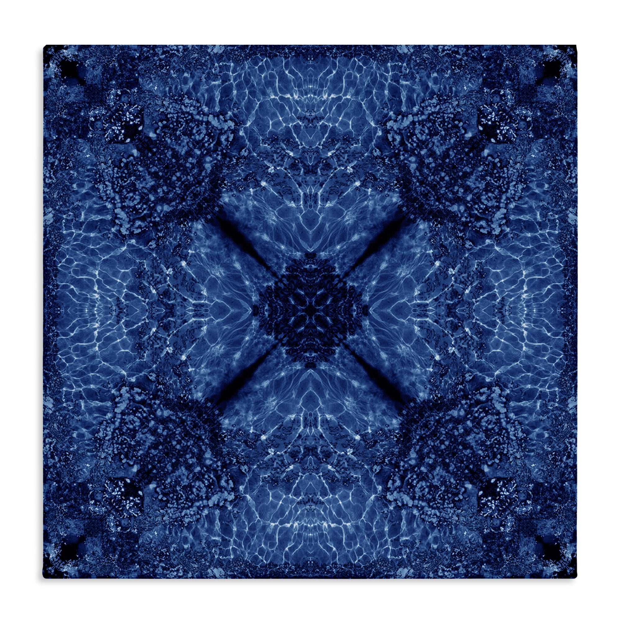 Stupell Industries Dark Blue Patterned Abstract Painting Wrapped Canvas Art Print Wall Art, 30 x 30