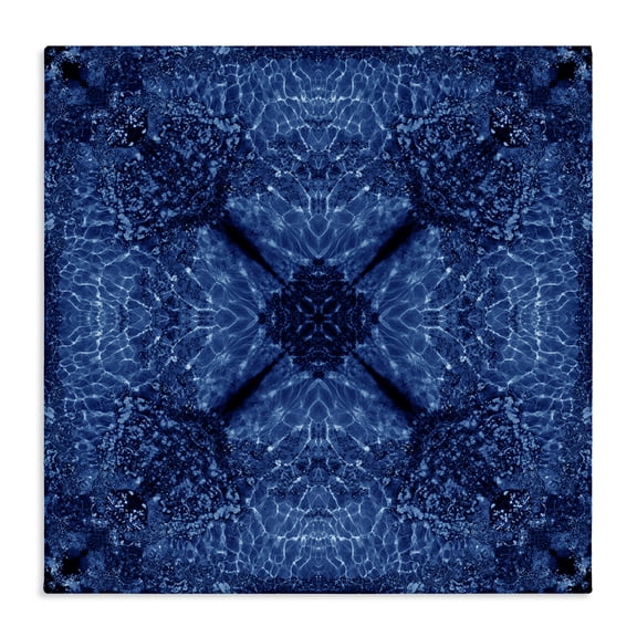 Stupell Industries Dark Blue Patterned Abstract Painting Wrapped Canvas Art Print Wall Art, 30 x 30