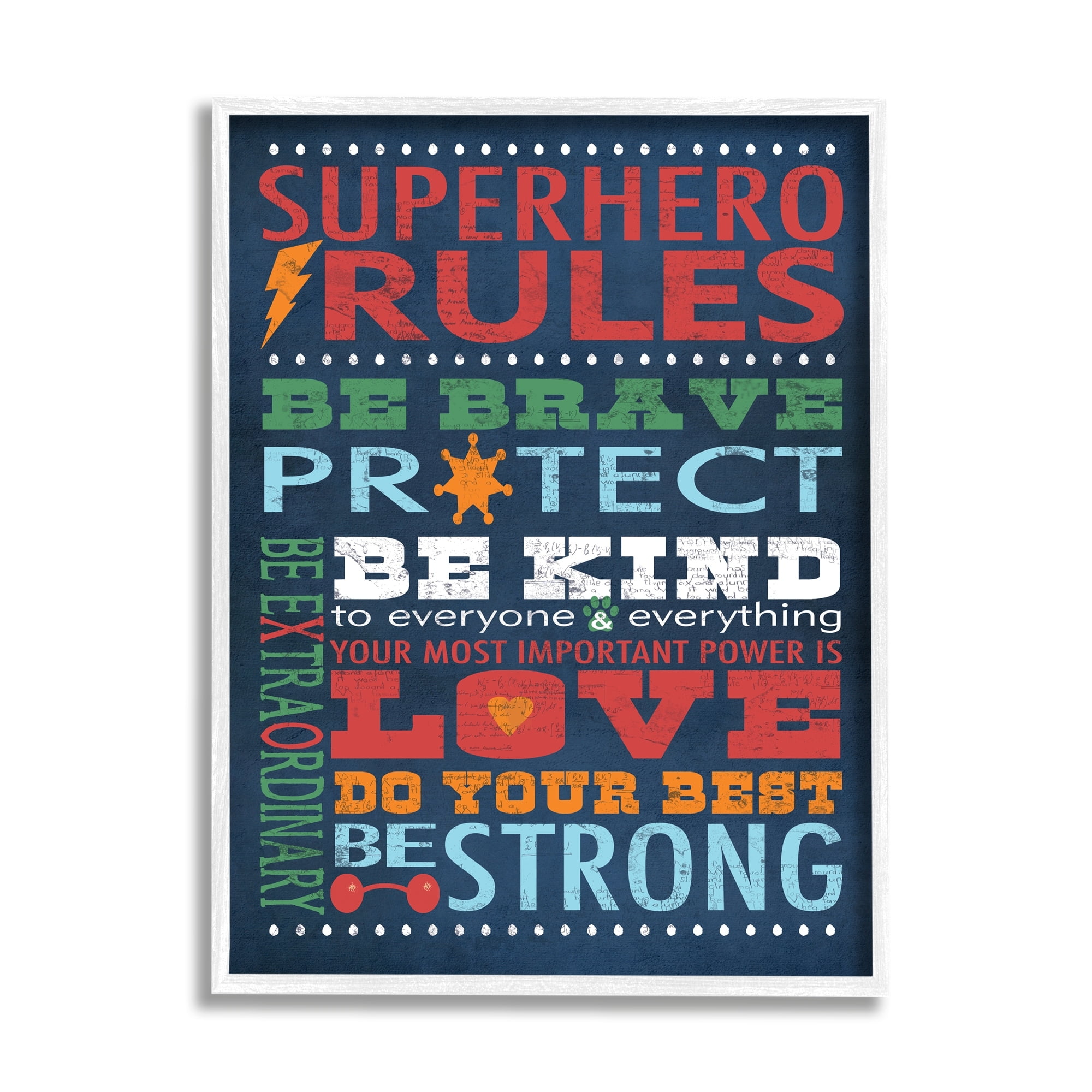 Stupell Industries Dark Blue Super Hero Rules, 24 x 30,Design by Stephanie Workman Marrott