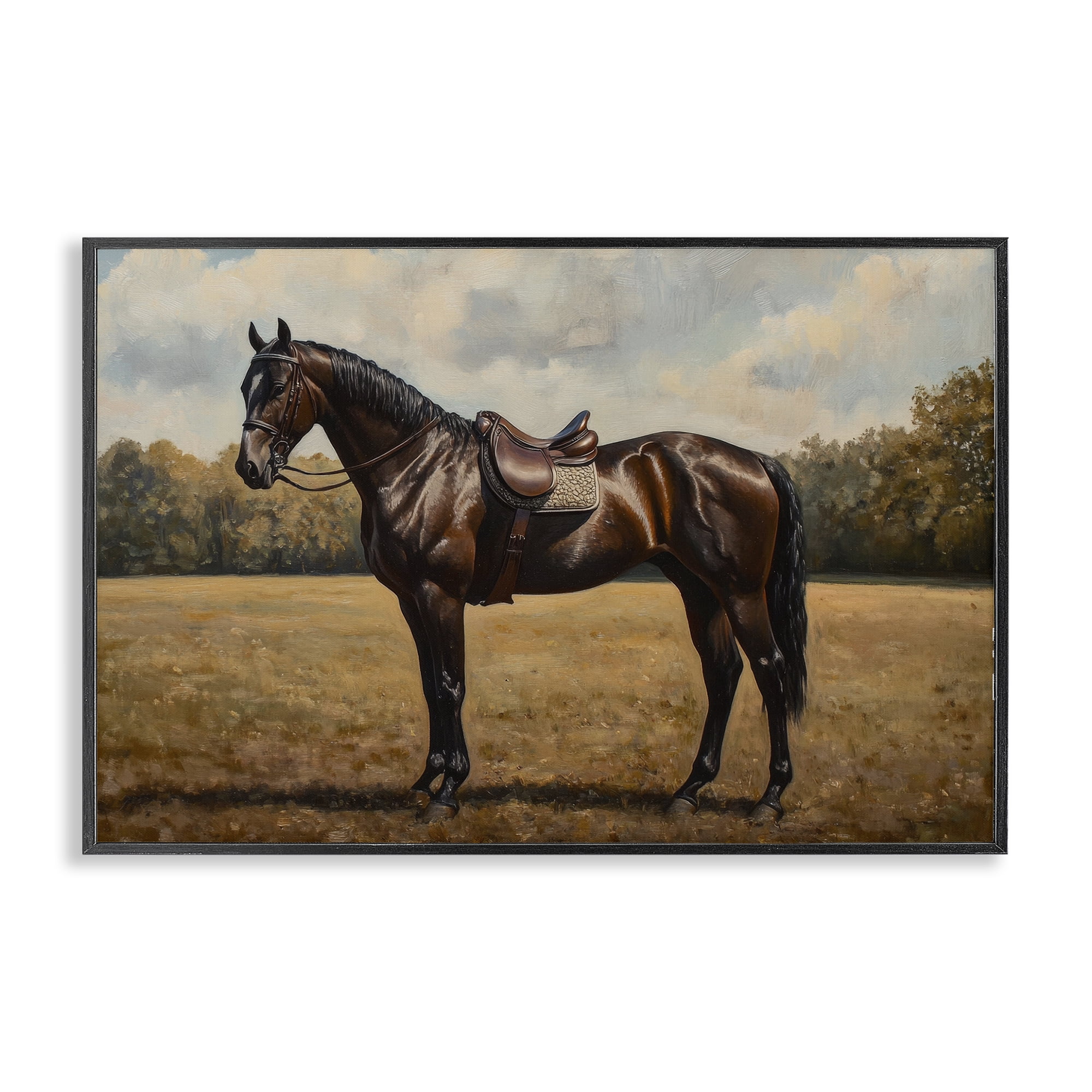 Stupell Industries Dark Brown Pony Portrait Black Framed Giclee Art, design by Petal Prints Design
