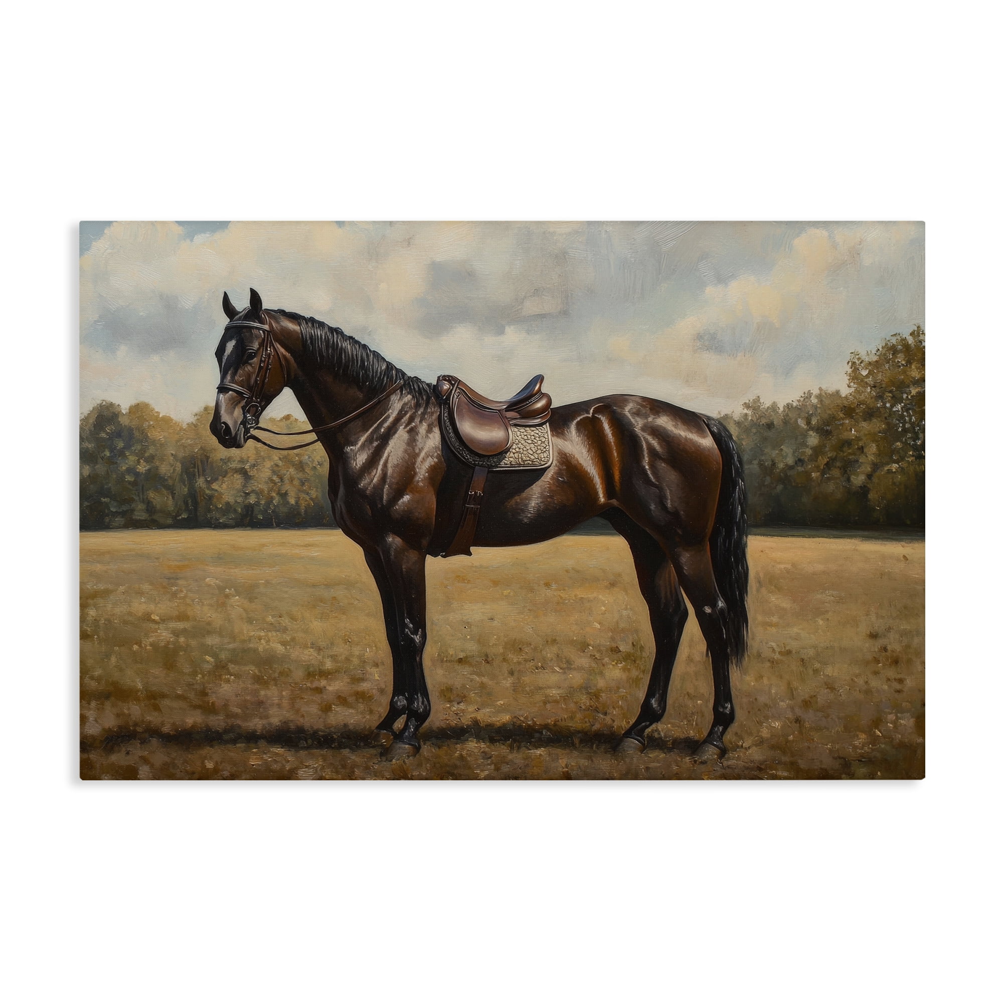 Stupell Industries Dark Brown Pony Portrait Canvas Wall Art, design by Petal Prints Design