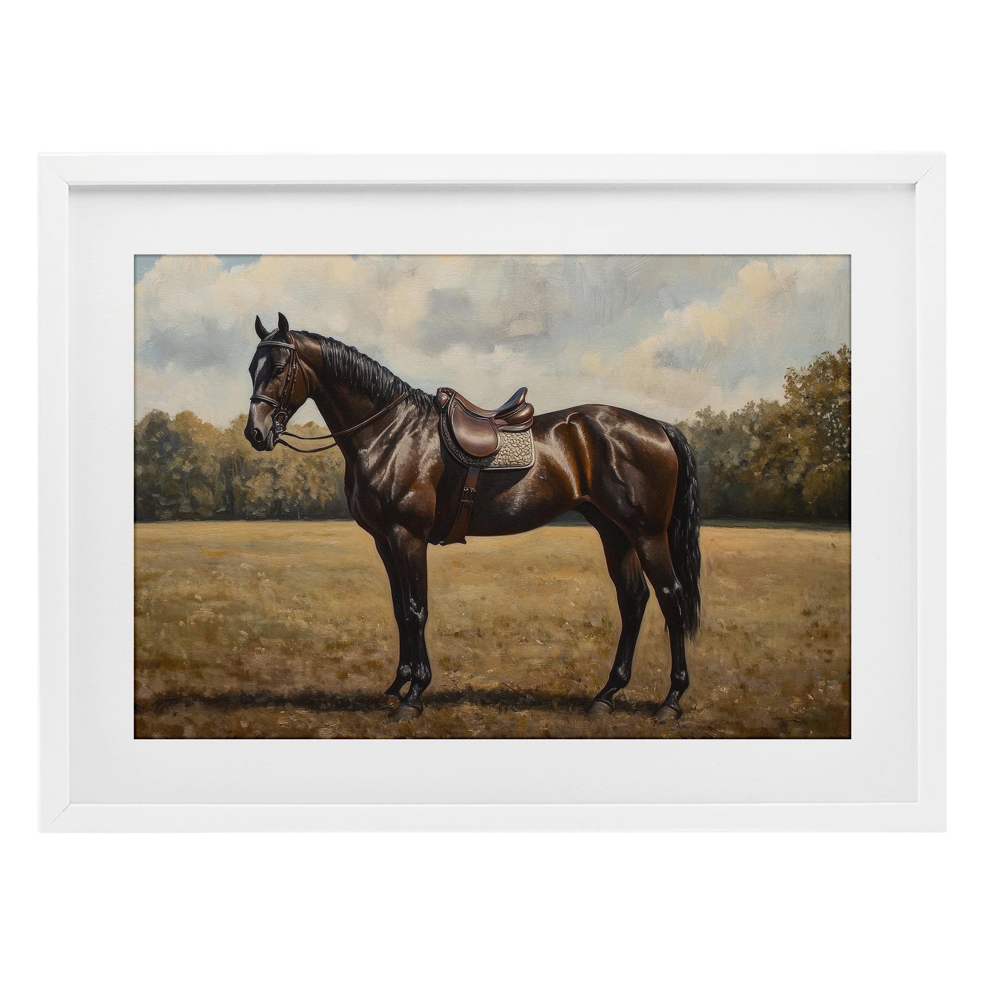 Stupell Industries Dark Brown Pony Portrait White Framed Print Under Glass, design by Petal Prints Design