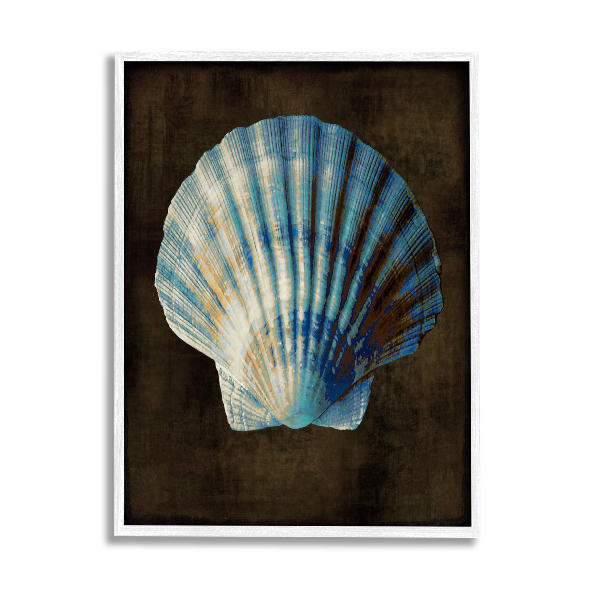 Stupell Industries Dark Clam Shell Nature Painting White Framed Art Print Wall Art, 24 x 30