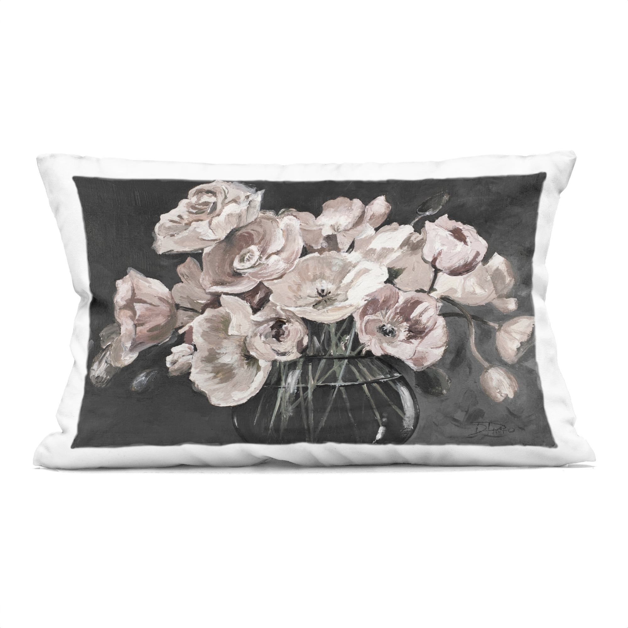 Stupell Industries Dark Clear Vase Flowers Decorative Printed Throw Pillow, design by Patricia Pinto