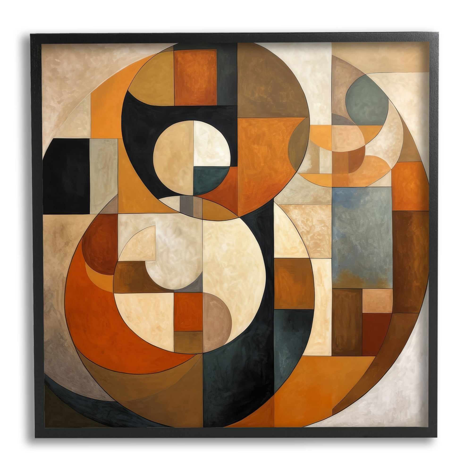 Stupell Industries Dark Contemporary Shapes Abstract Painting Black Framed Art Print Wall Art, 17 x 17