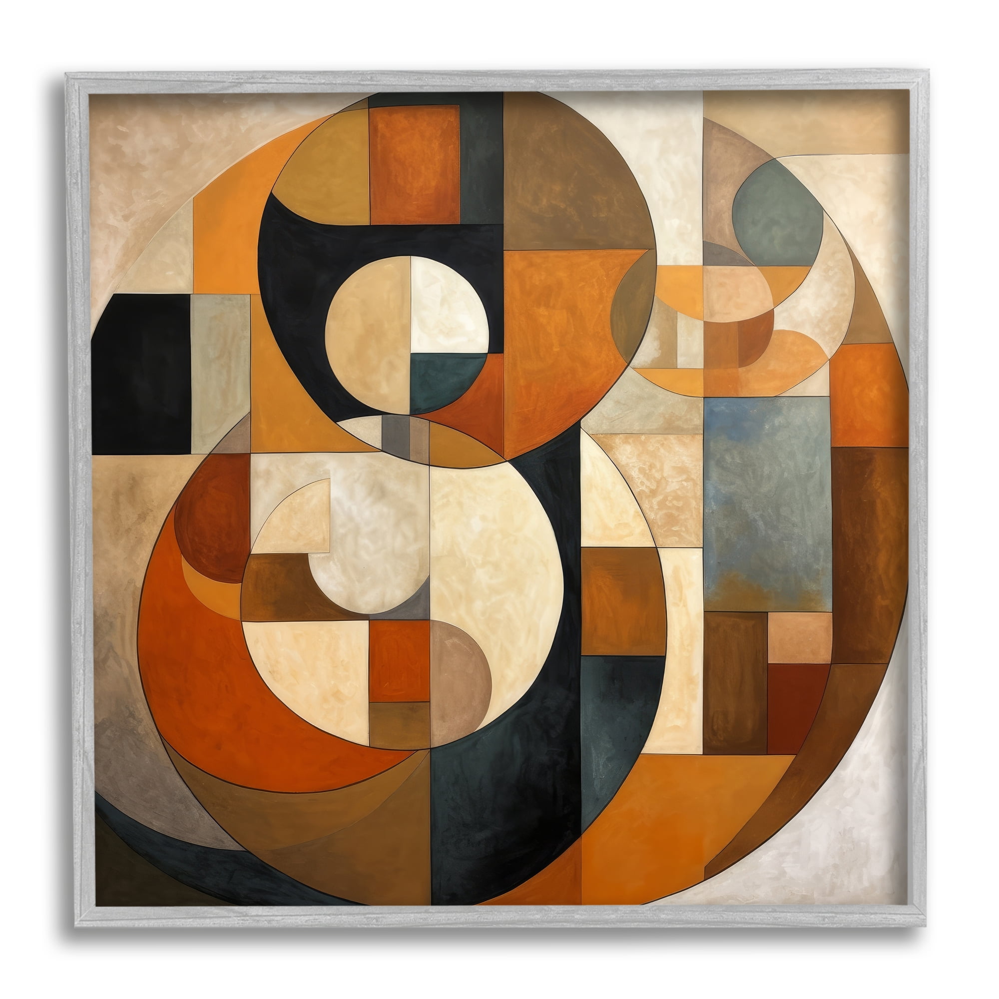 Stupell Industries Dark Contemporary Shapes Abstract Painting Gray Framed Art Print Wall Art, 24 x 24