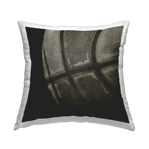 Stupell Industries Dark Detailed Basketball Decorative Printed Throw Pillow, 18 x 18