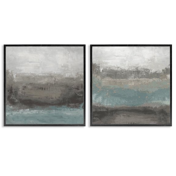 Stupell Industries Dark Earth & Sea 2 Piece Black Framed Giclee Art Set design by Hannah Dawson, 12 x 12