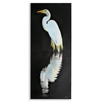 Stupell Industries Dark Egret Reflection Animals & Insects Painting Gallery Wrapped Canvas Art Print Wall Art, 10 x 24