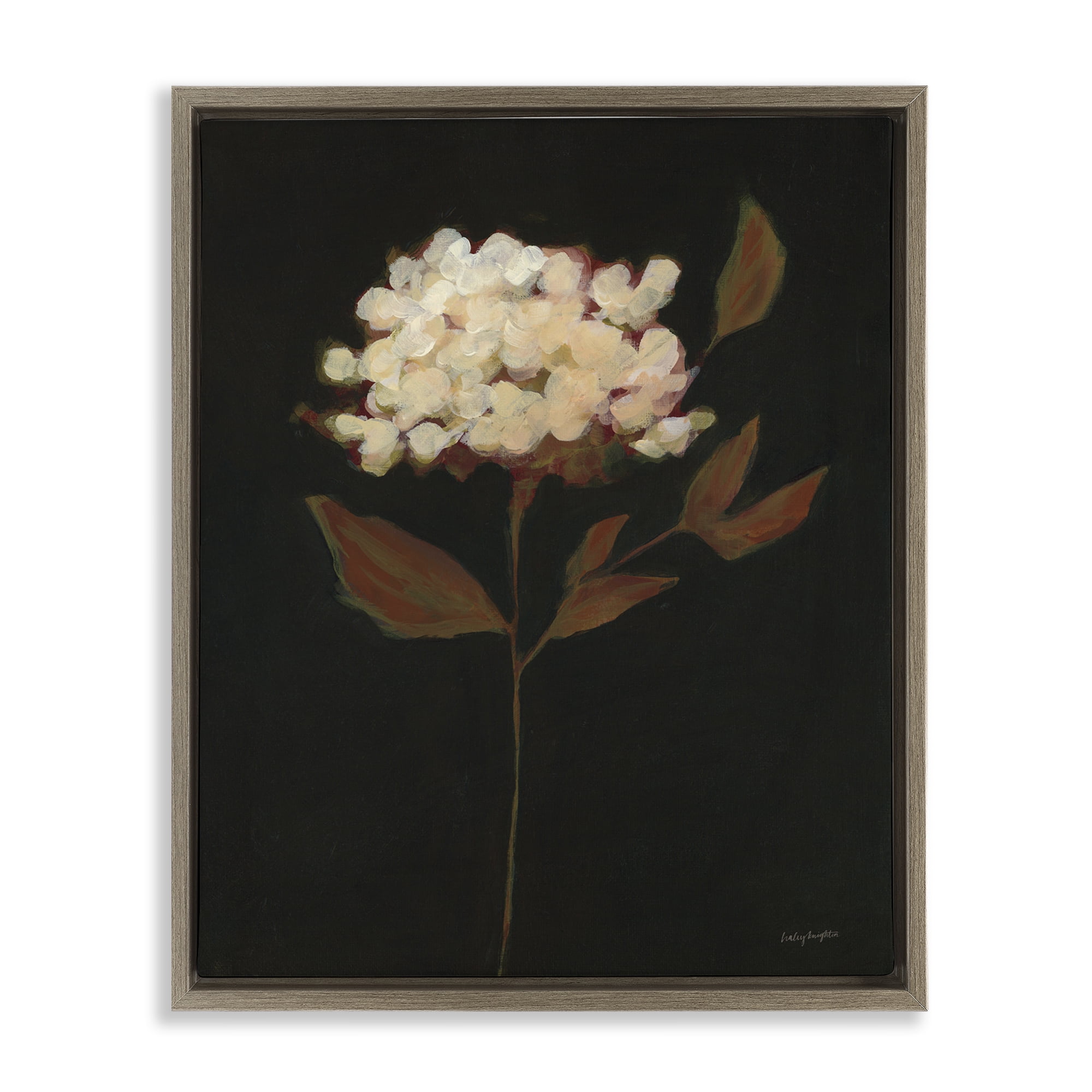 Stupell Industries Dark Fall Flower Botanical & Floral Painting Brown Floater Framed Art Print Wall Art, 25 x 31
