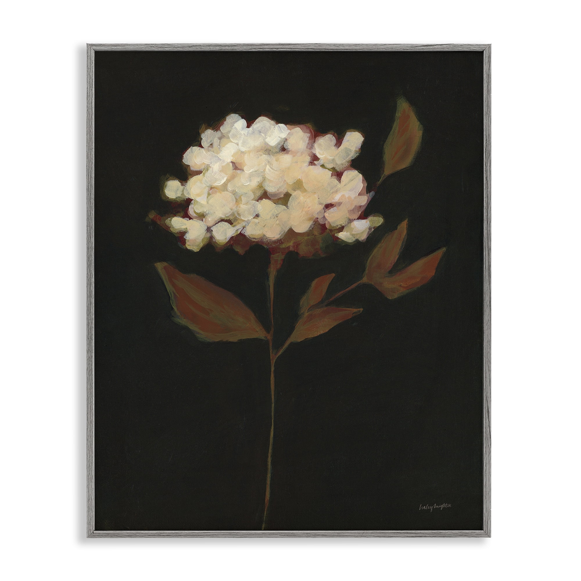 Stupell Industries Dark Fall Flower Botanical & Floral Painting Gray Framed Art Print Wall Art, 16 x 20