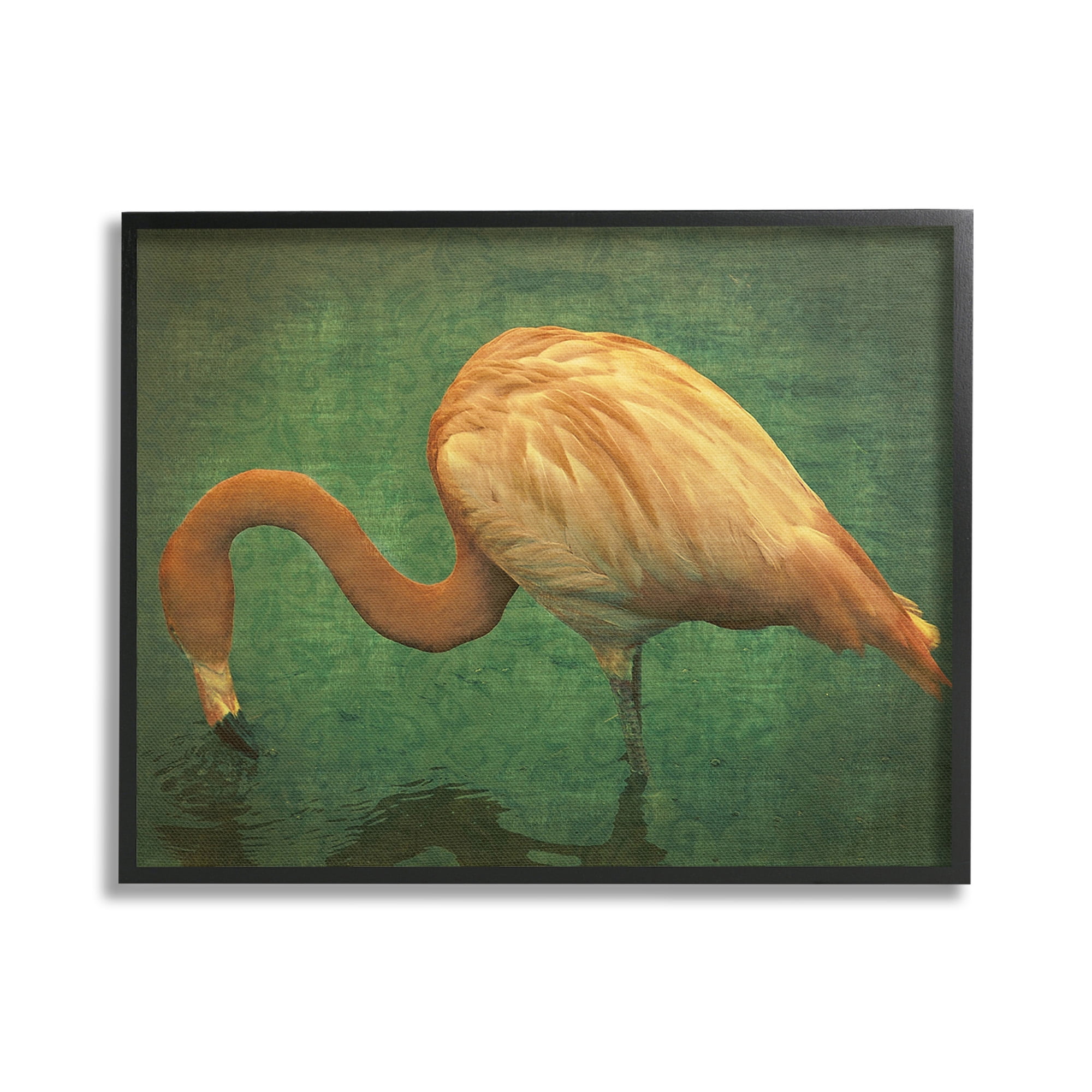 Stupell Industries Dark Flamingo in Pond Animals & Insects Painting Black Framed Art Print Wall Art, 30 x 24