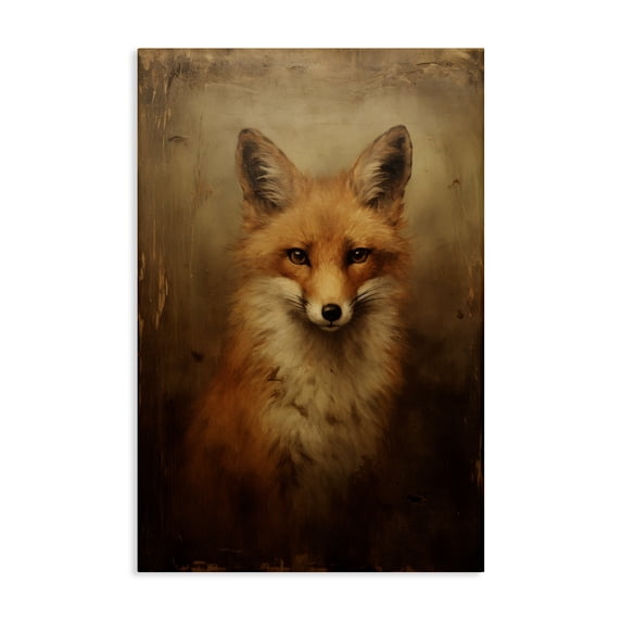 Stupell Industries Farmhouse Dark Fox Visage Canvas Art, 24 x 36, by Petals Prints Design