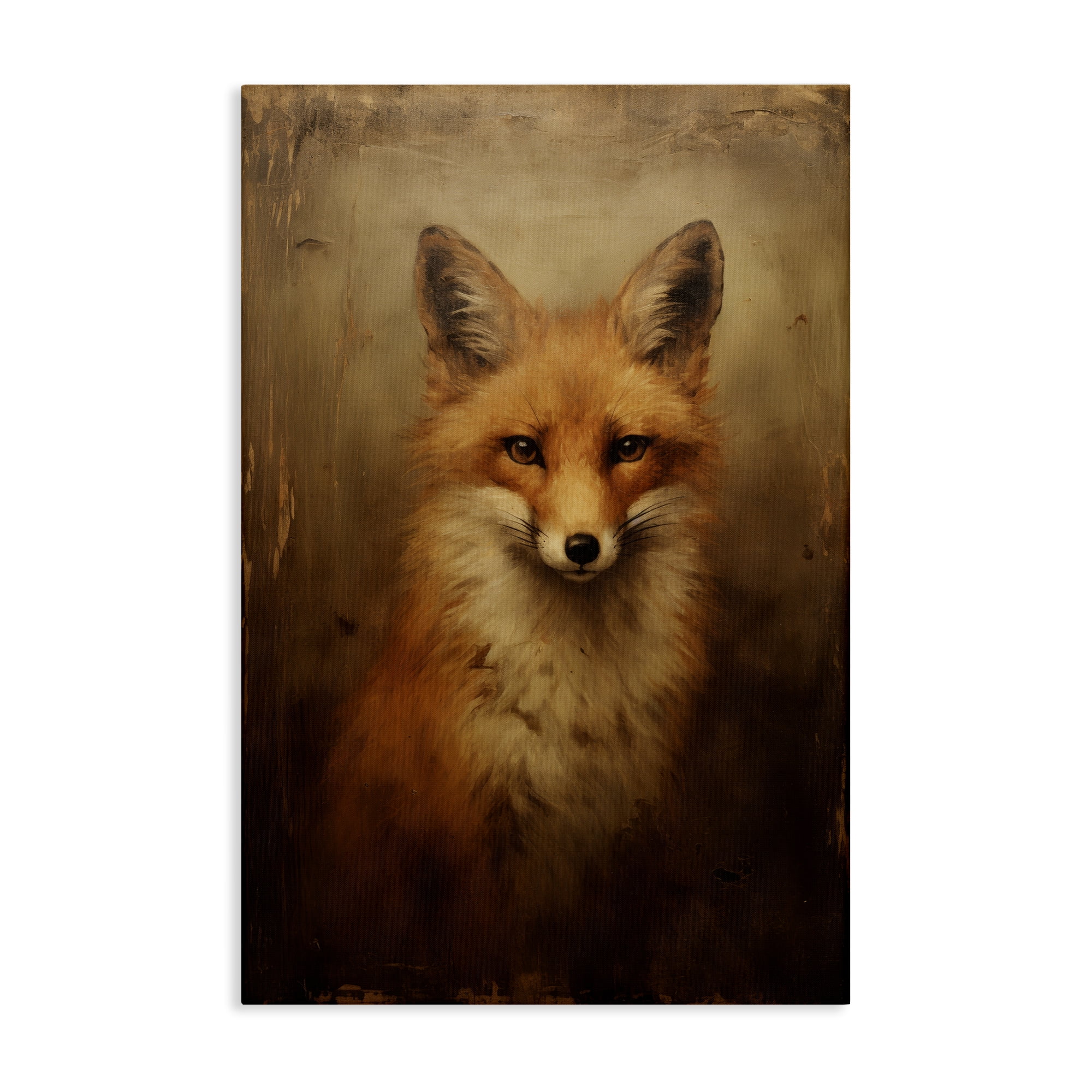 Stupell Industries Dark Fox Visage Animals & Insects Painting Gallery Wrapped Canvas Art Print Wall Art, 30 x 45