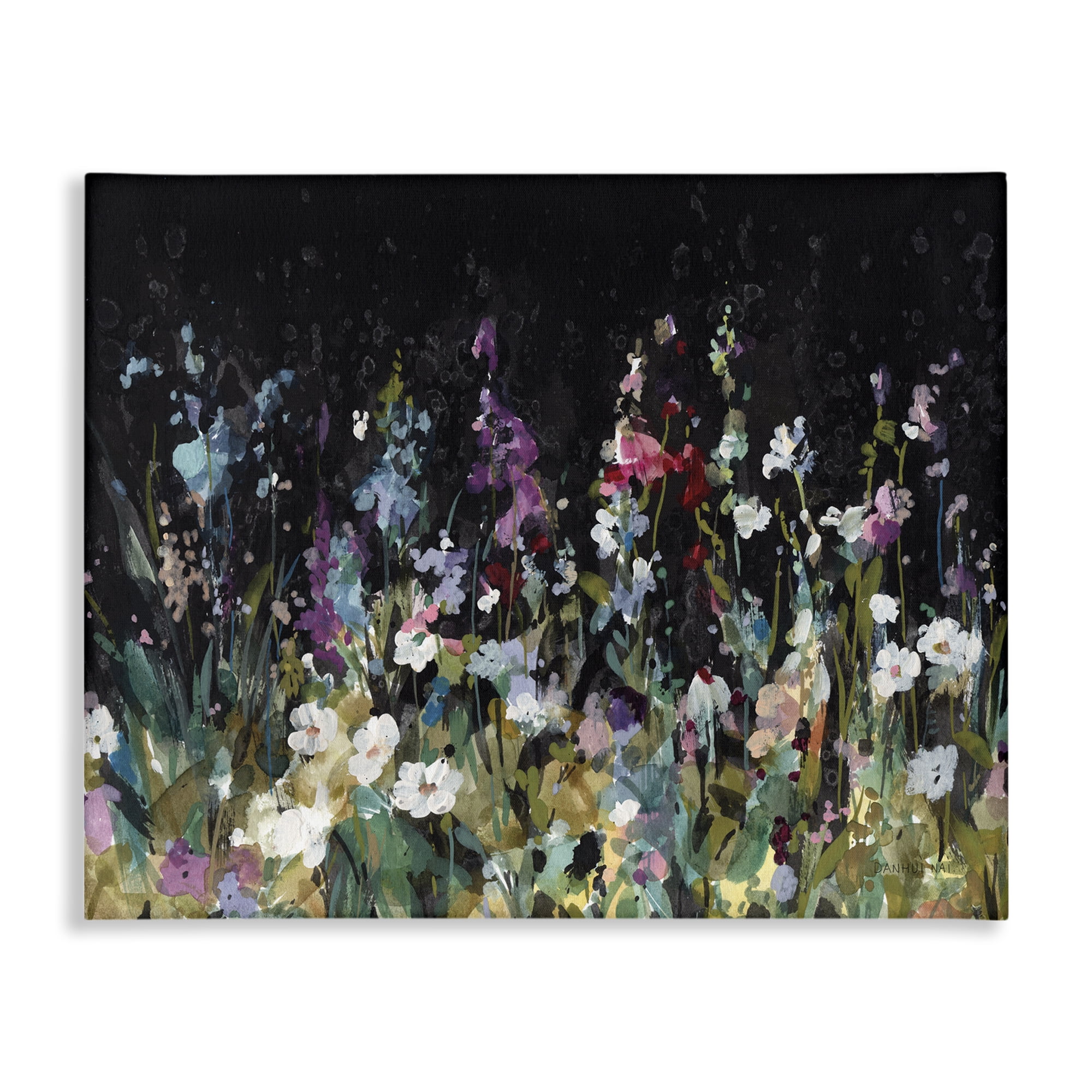 Stupell Industries Dark Garden Meadow Plants & Flowers Painting Wrapped Canvas Art Print Wall Art, 20 x 16