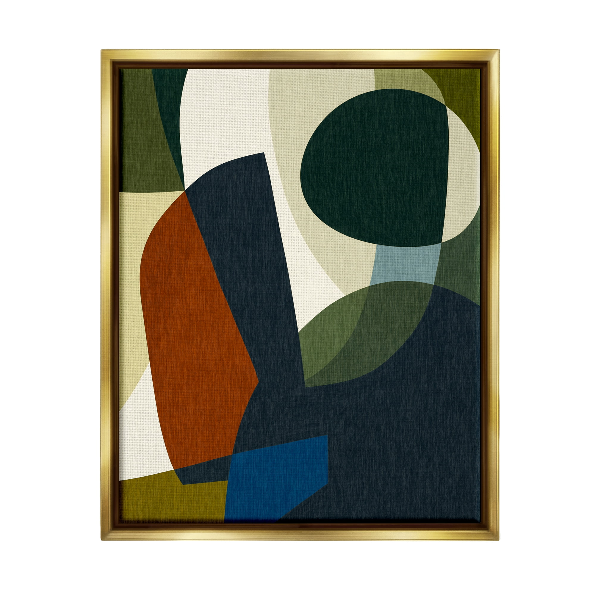 Stupell Industries Dark Geometric Pattern Abstract Painting Gold Floater Framed Canvas Art Print Wall Art, 25 x 31