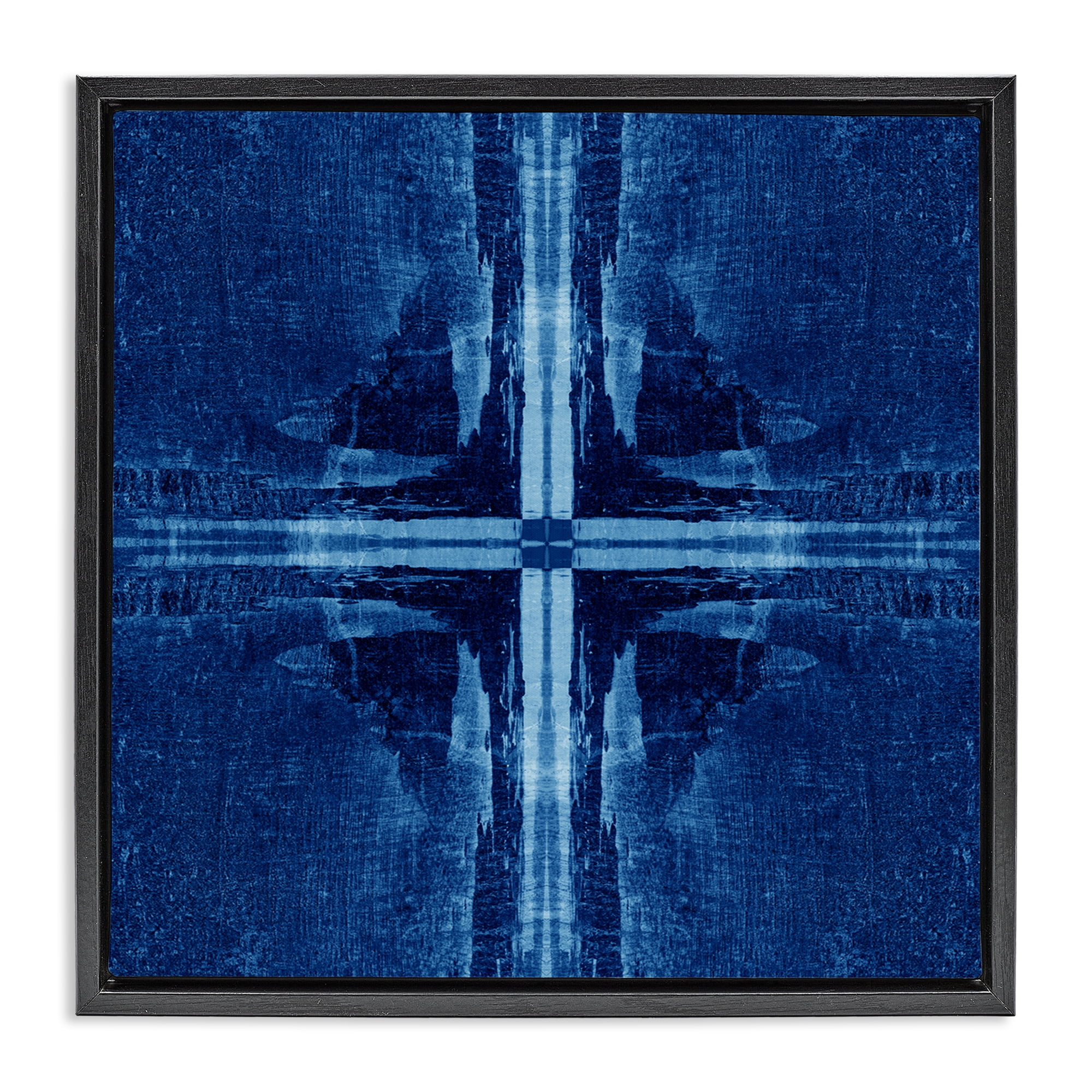 Stupell Industries Dark Geometric Quadrants Abstract Painting Black Floater Framed Canvas Art Print Wall Art, 18 x 18