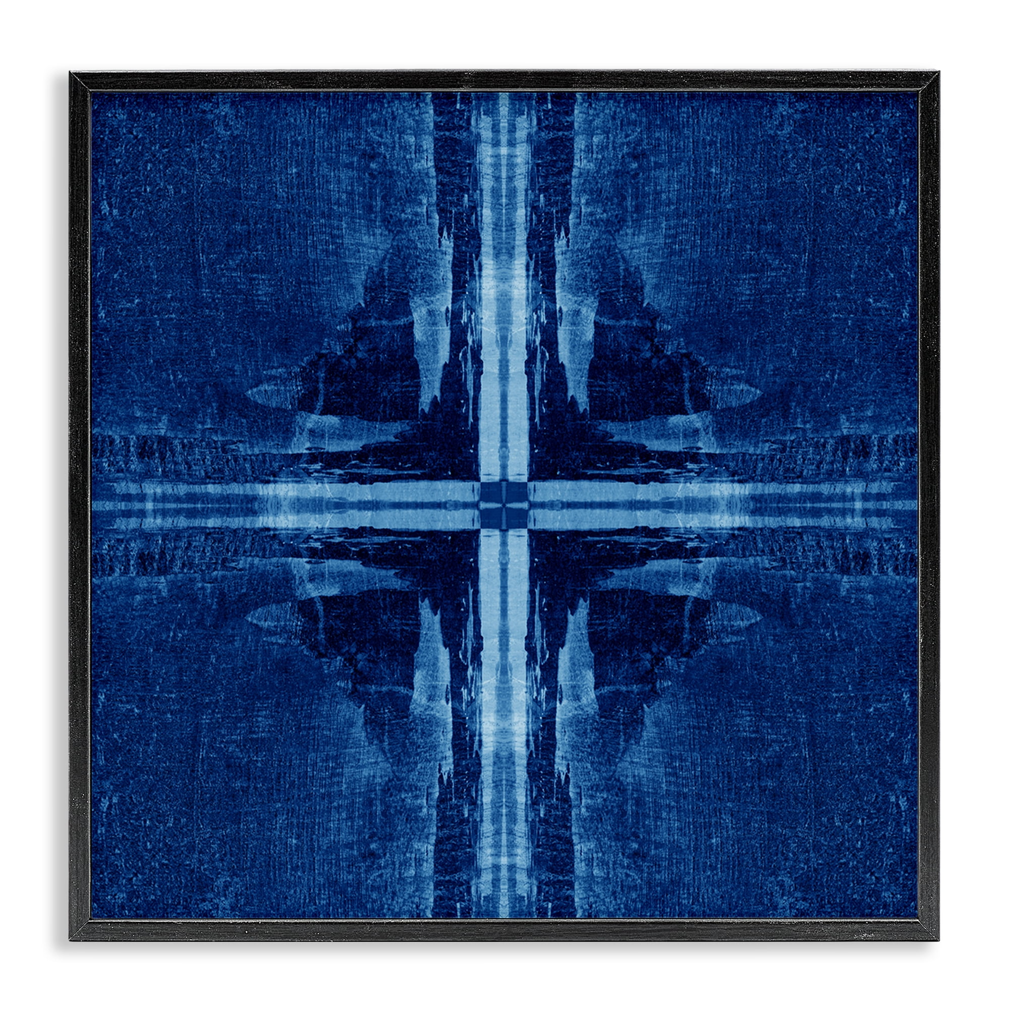 Stupell Industries Dark Geometric Quadrants Abstract Painting Black Framed Art Print Wall Art, 12 x 12