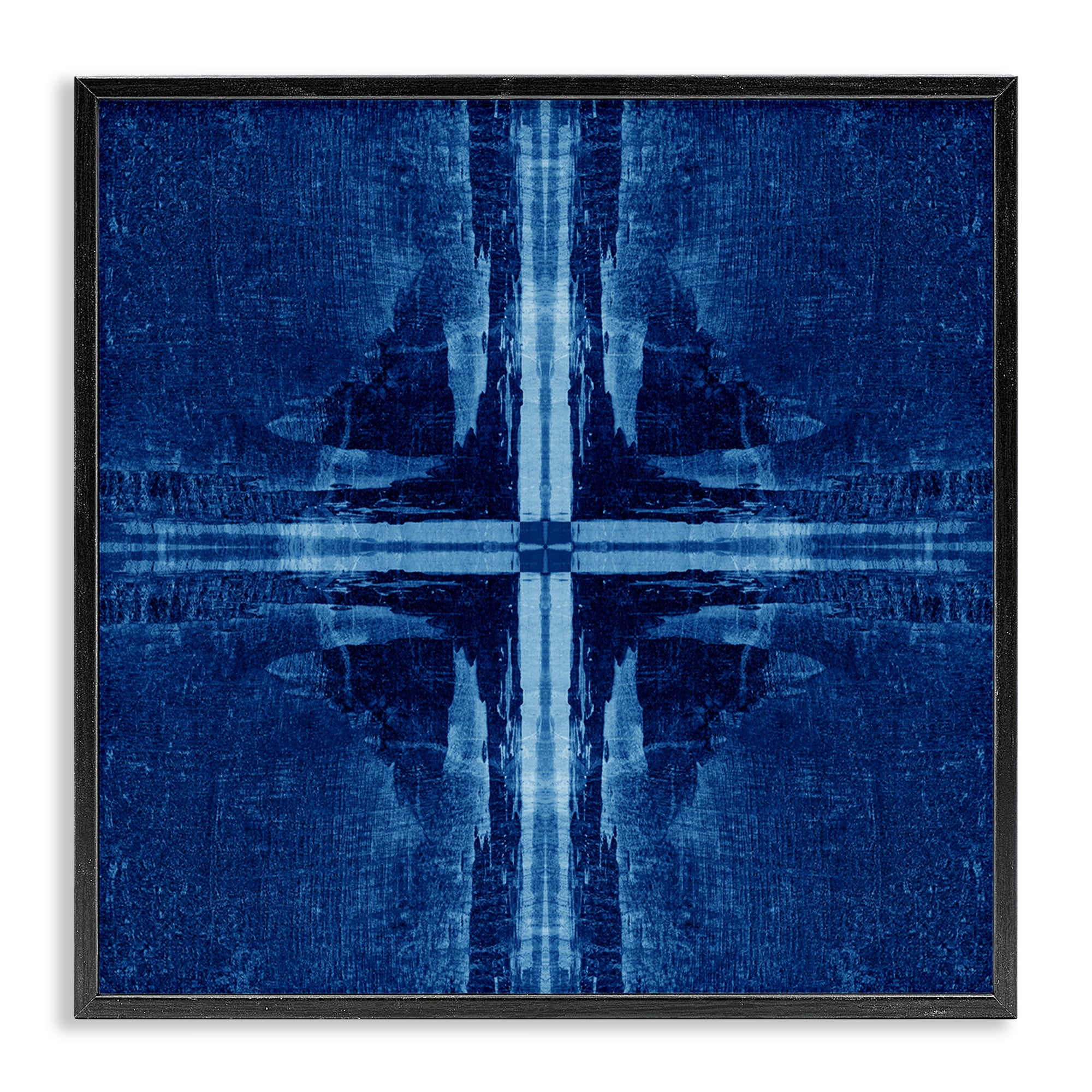 Stupell Industries Dark Geometric Quadrants Abstract Painting Black Framed Art Print Wall Art, 24 x 24
