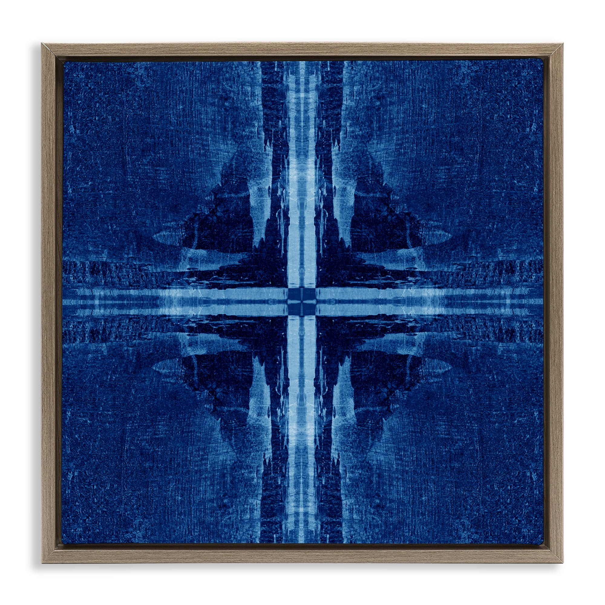 Stupell Industries Dark Geometric Quadrants Abstract Painting Brown Floater Framed Canvas Art Print Wall Art, 18 x 18