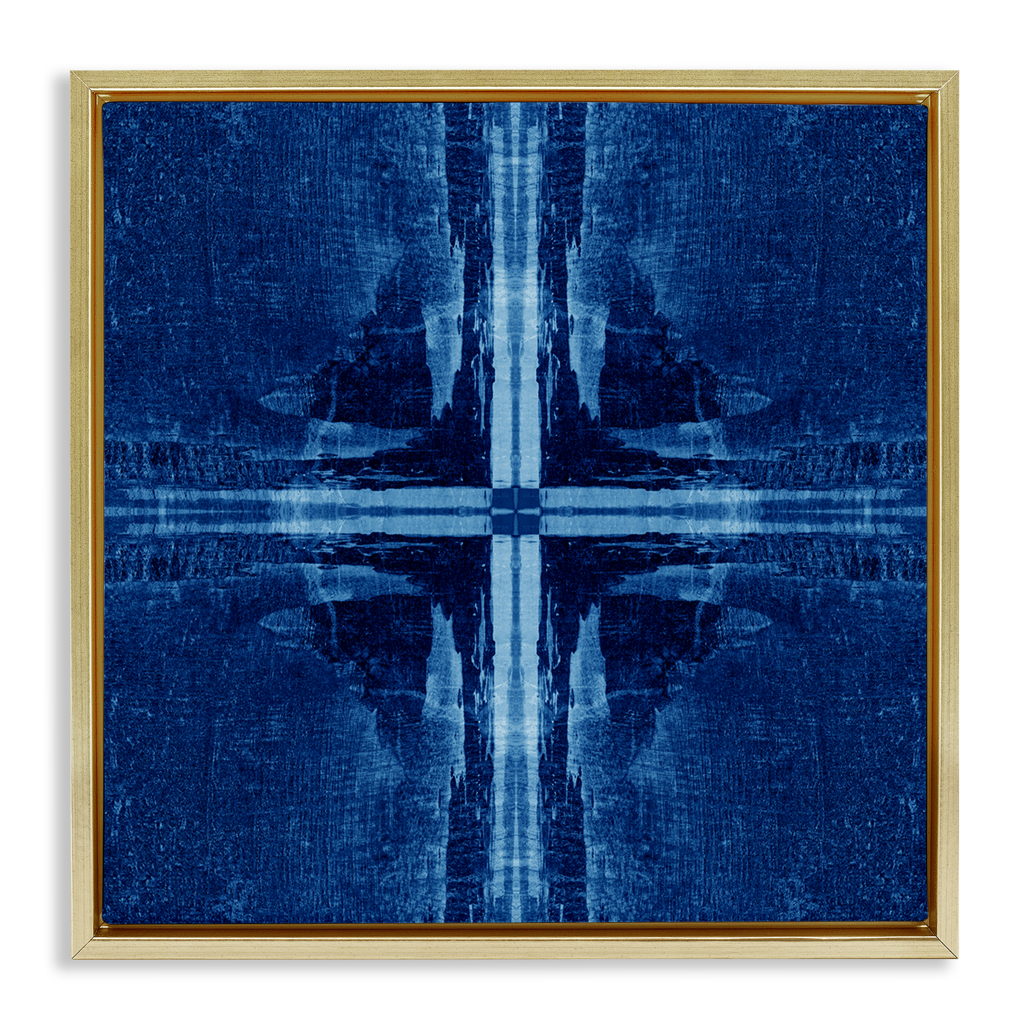 Stupell Industries Dark Geometric Quadrants Abstract Painting Gold Floater Framed Canvas Art Print Wall Art, 18 x 18