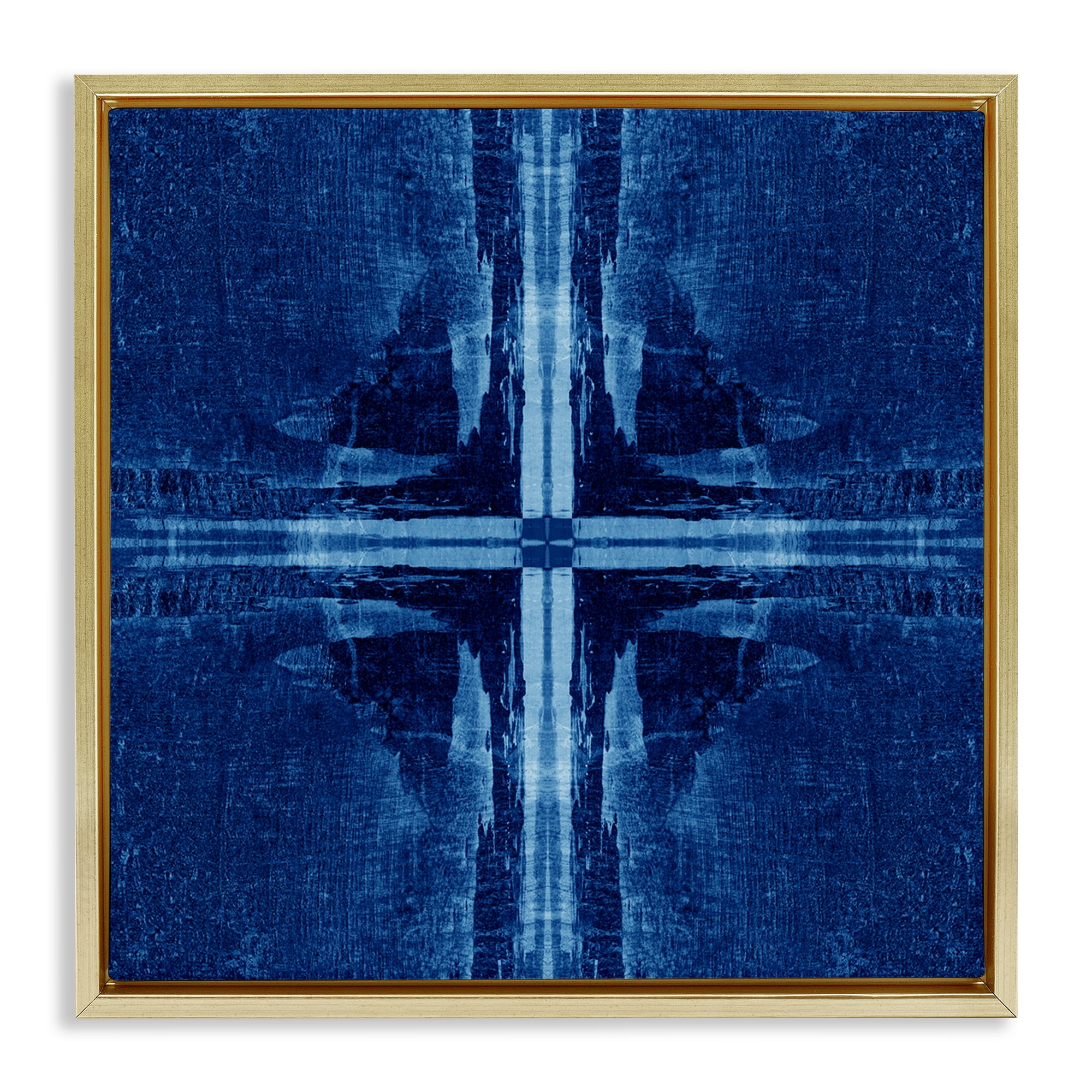 Stupell Industries Dark Geometric Quadrants Abstract Painting Gold Floater Framed Canvas Art Print Wall Art, 25 x 25
