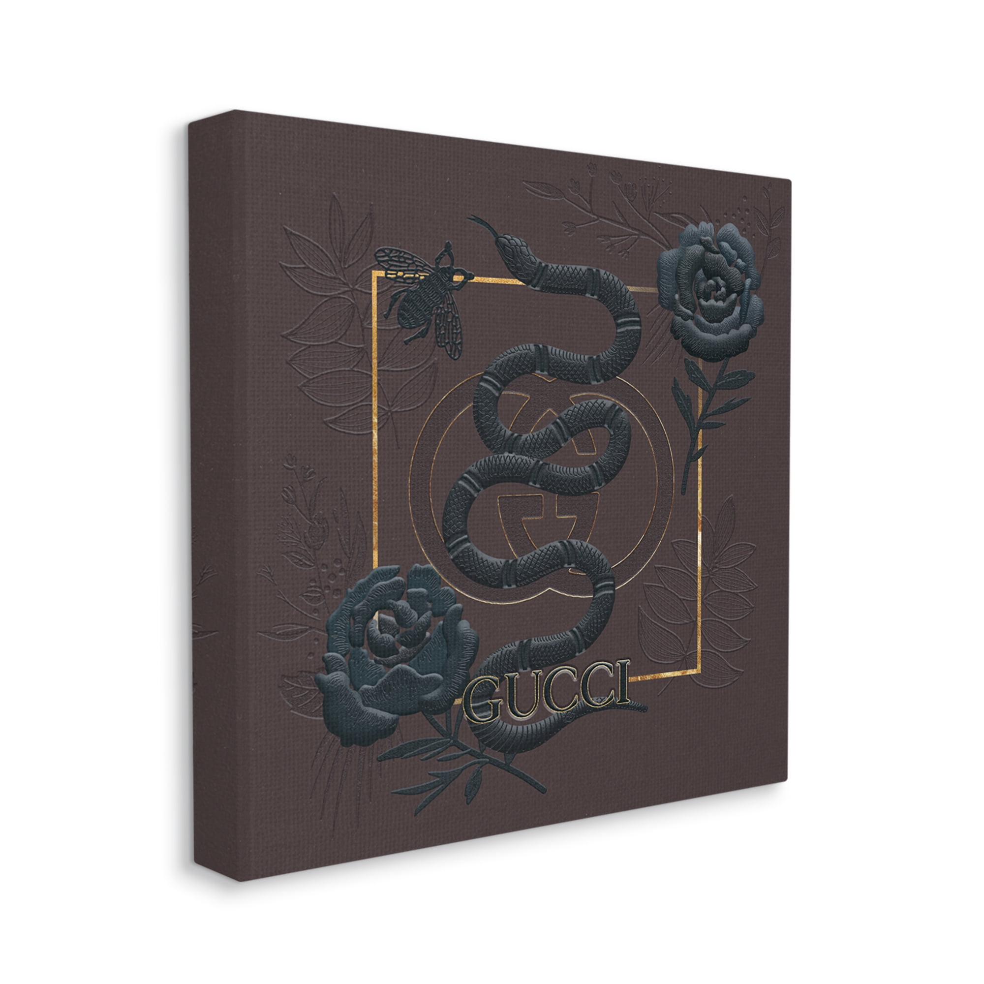 Stupell Industries Dark Glam Fashion Brand Snake Rich Floral Canvas Wall Art by Ziwei Li