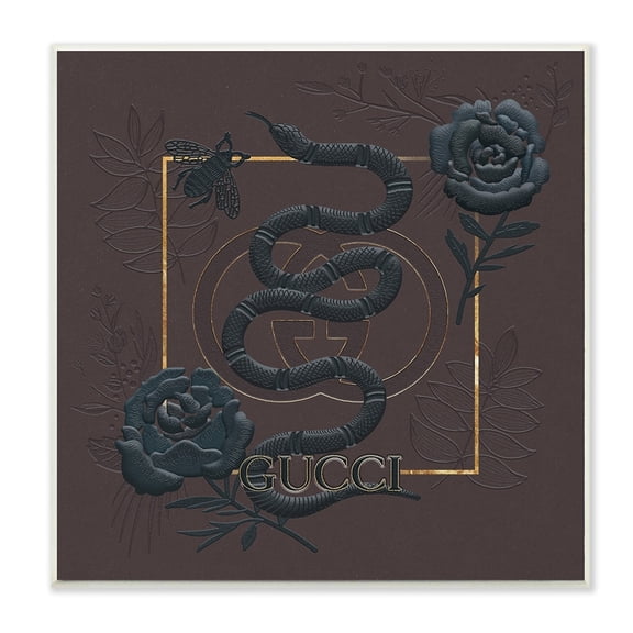Stupell Industries Dark Glam Fashion Brand Snake Rich Floral Wall Plaque by Ziwei Li