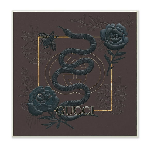 Stupell Industries Dark Glam Fashion Brand Snake Rich Floral Wall Plaque by Ziwei Li