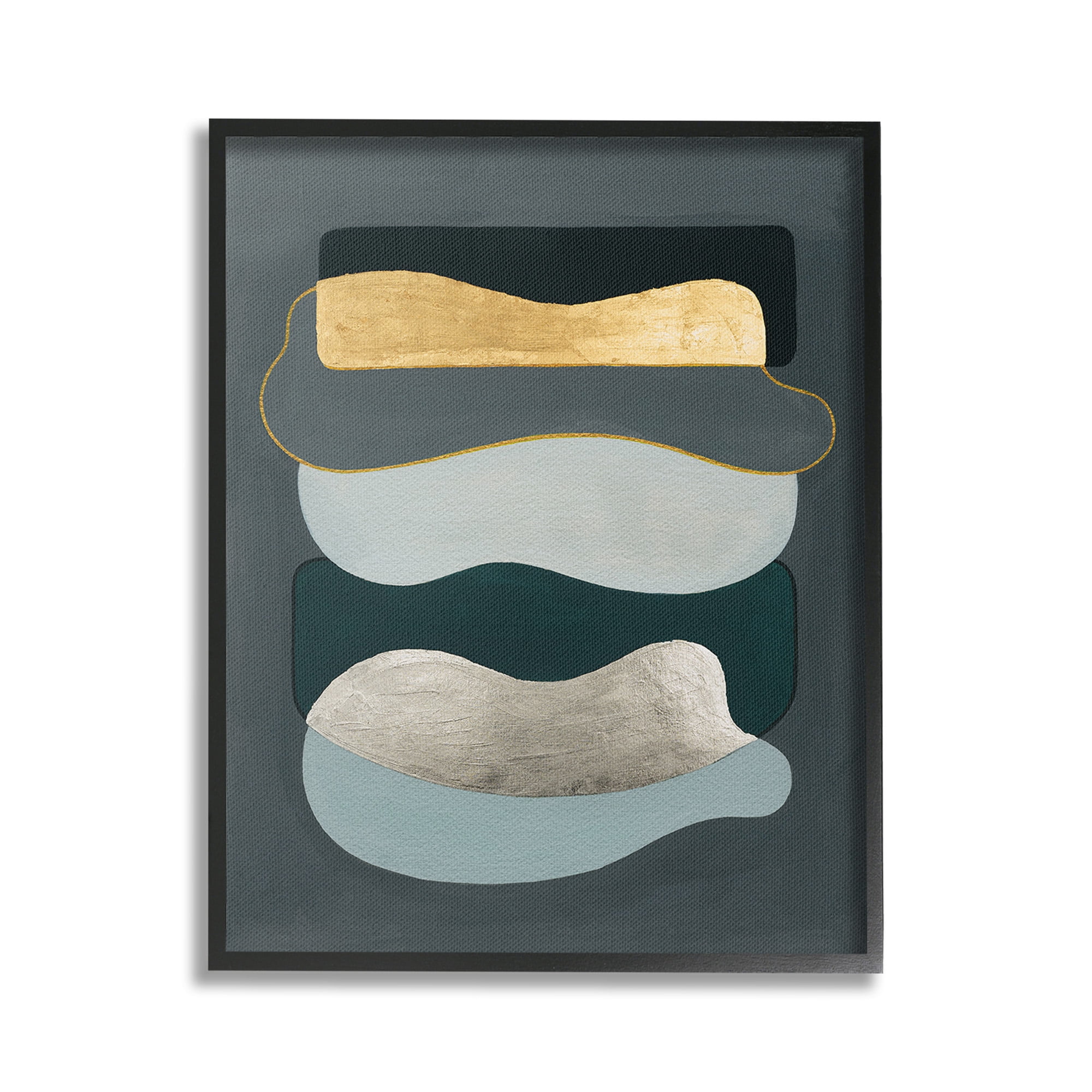 Stupell Industries Dark & Glam Geometric Abstract Painting Black Framed Art Print Wall Art, 16 x 20
