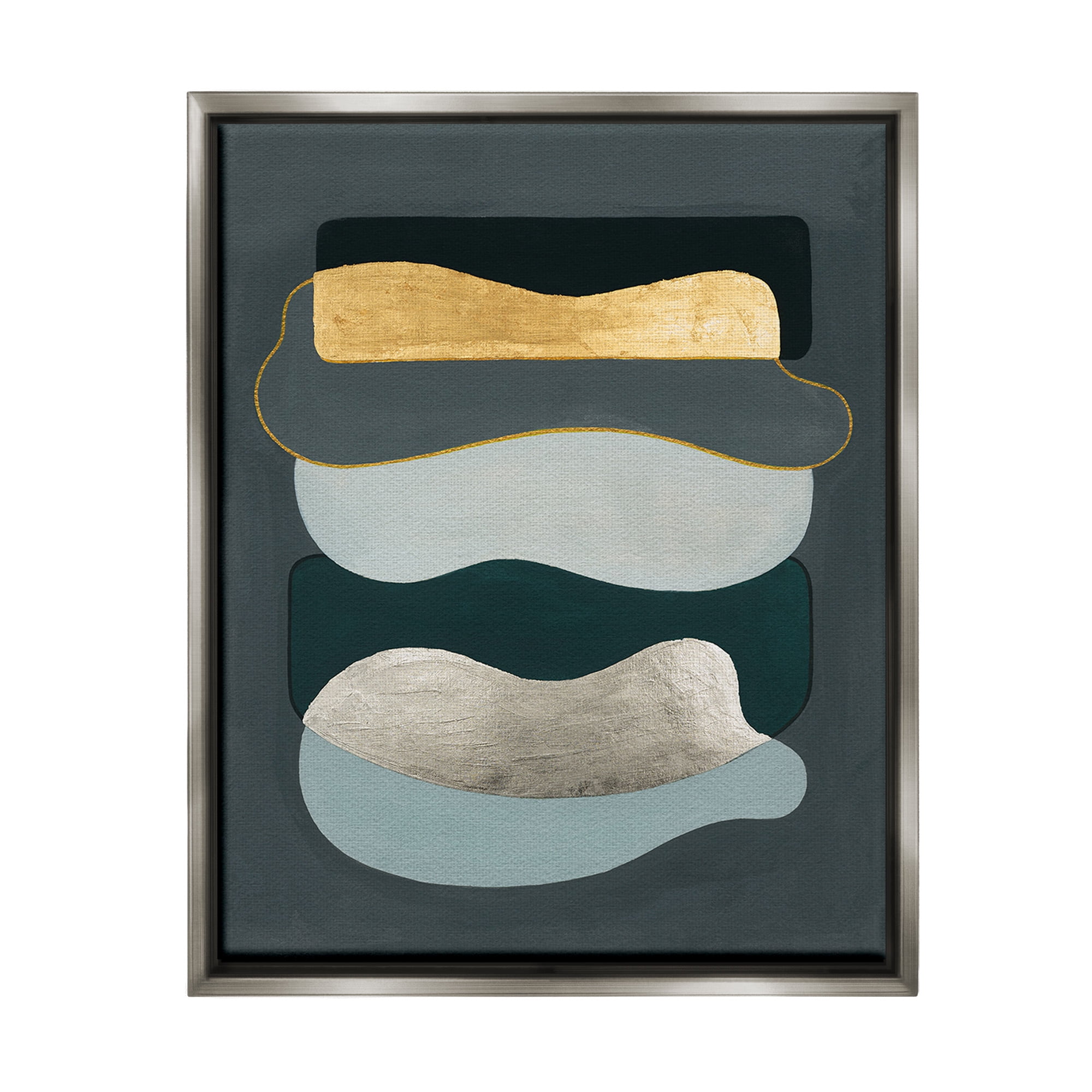 Stupell Industries Dark & Glam Geometric Abstract Painting Gray Floater Framed Canvas Art Print Wall Art, 17 x 21