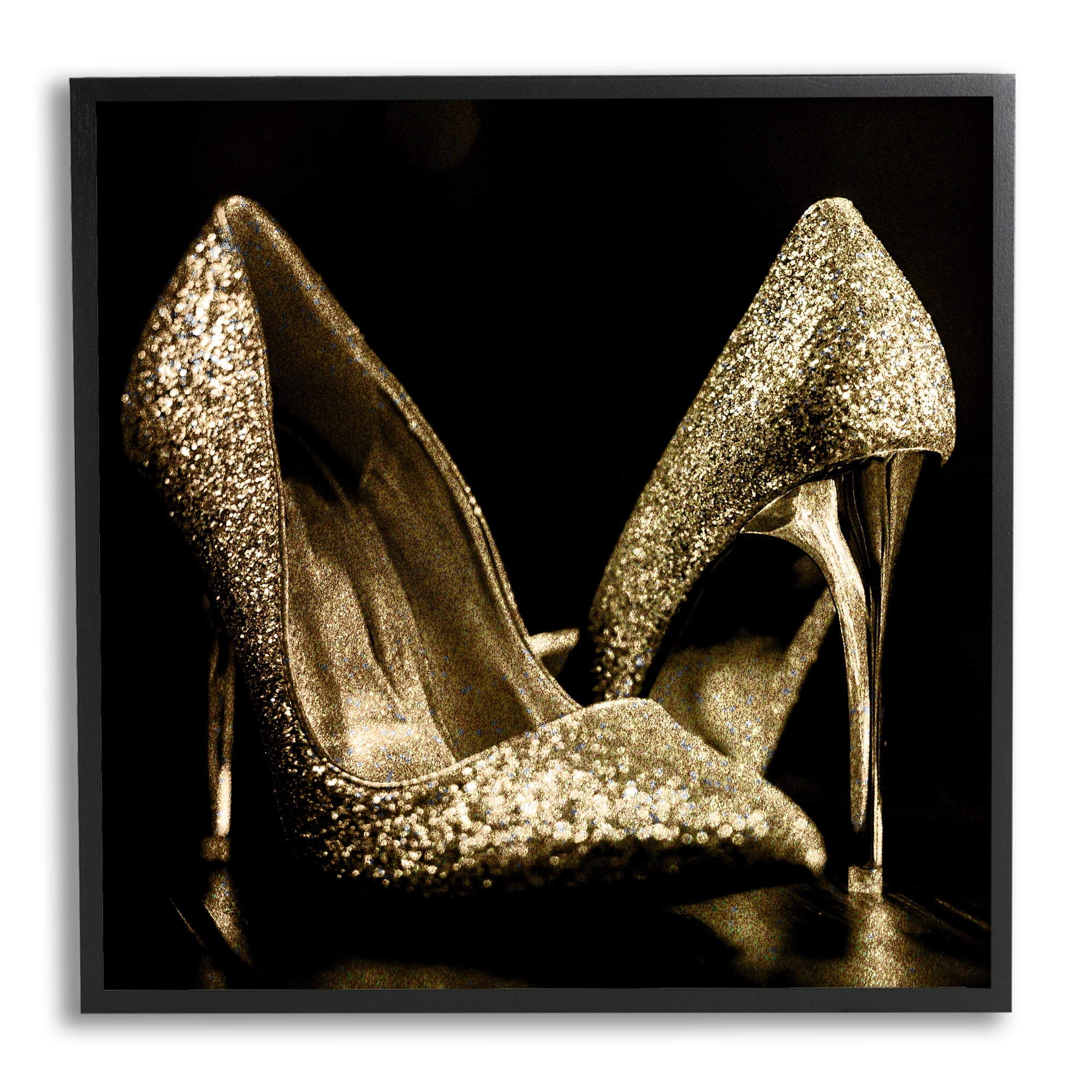 Stupell Industries Dark Glam Shoes Photography Beauty & Fashion Photography Black Framed Art Print Wall Art, 17 x 17