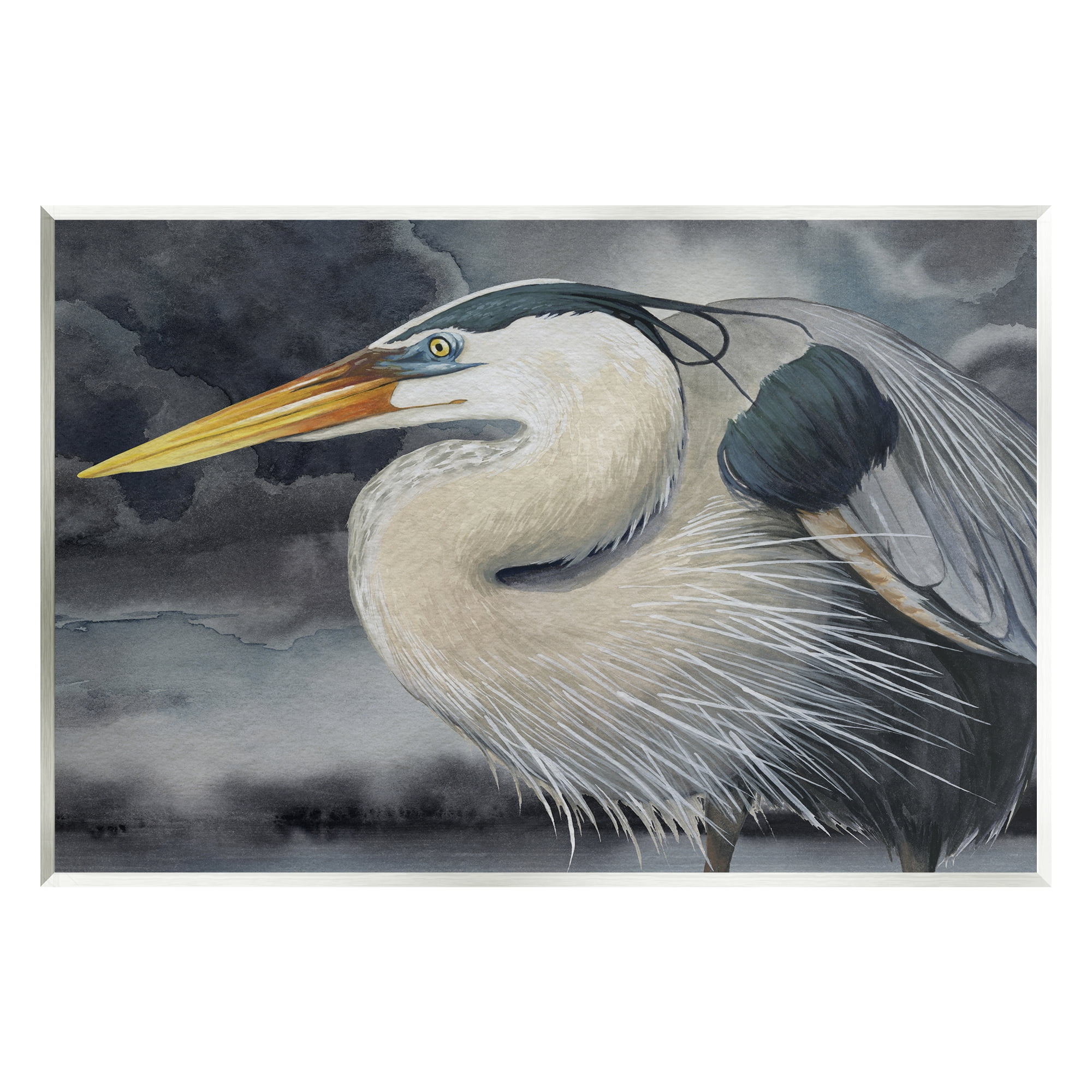 Stupell Industries Dark Heron Portrait Animals & Insects Painting Unframed Art Print Wall Art, 15 x 10