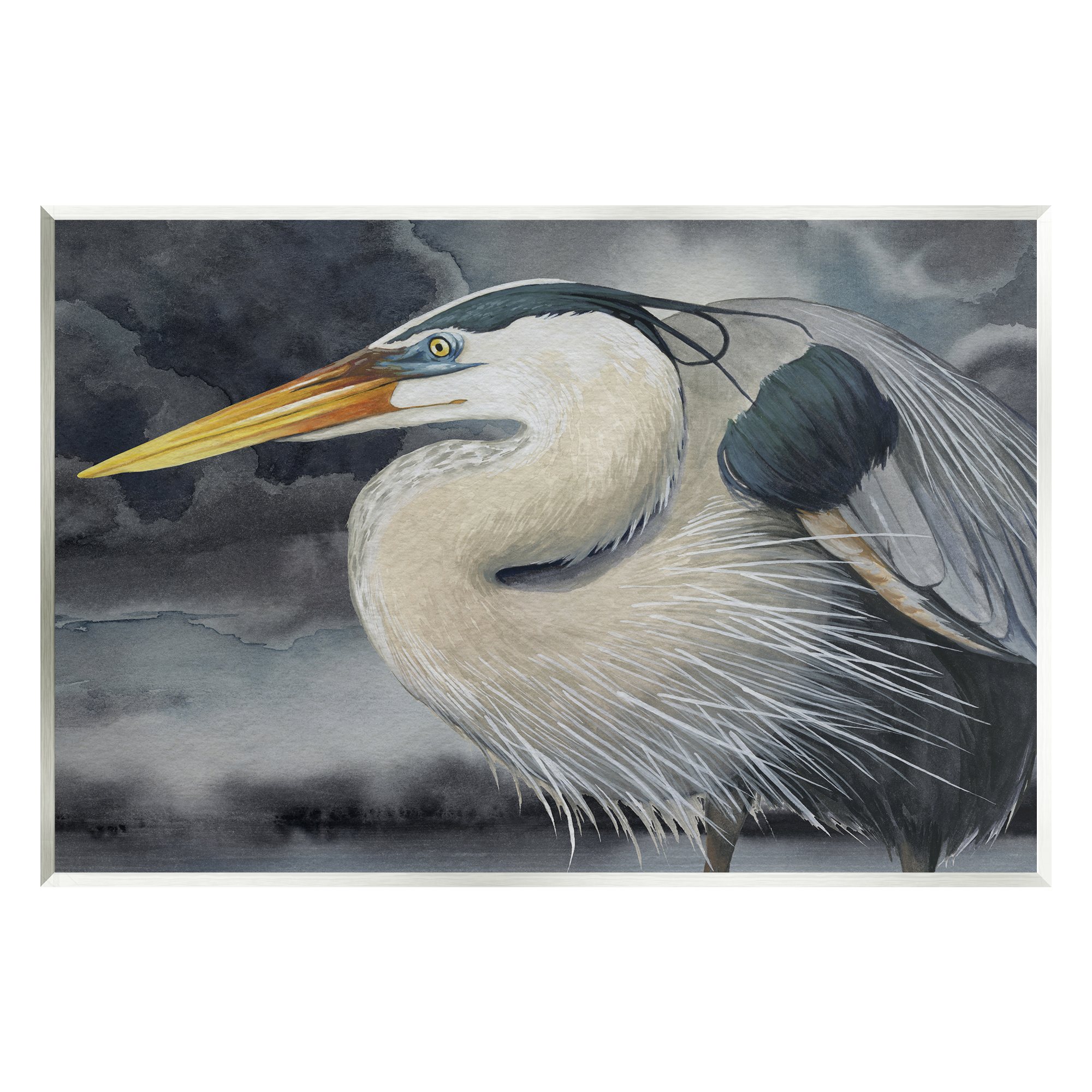 Stupell Industries Dark Heron Portrait Animals & Insects Painting Unframed Art Print Wall Art, 19 x 13