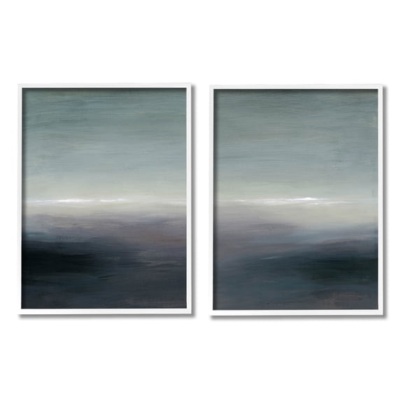 Stupell Industries Dark Horizon Landscape Scene Painting White Framed Art Print Wall Art, Set of 2, Design by Grace Popp