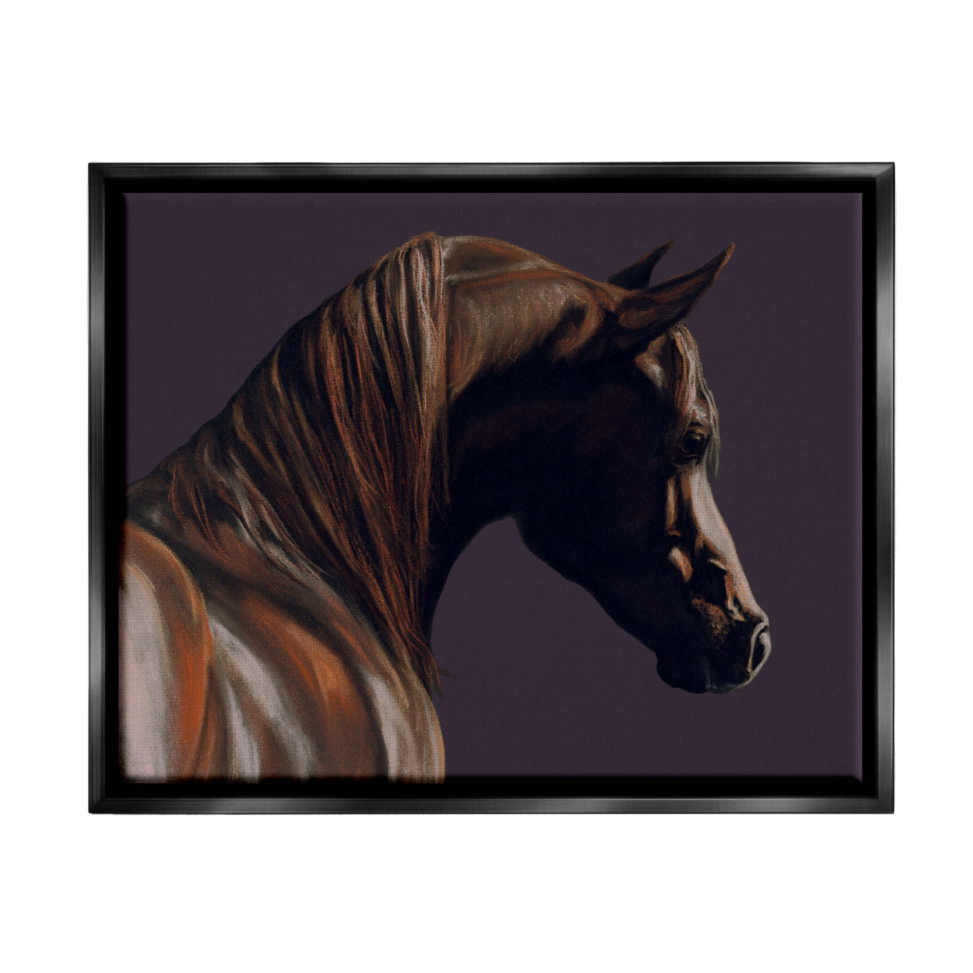 Stupell Industries Dark Horse Animal Portrait Animals & Insects Painting Black Floater Framed Art Print Wall Art