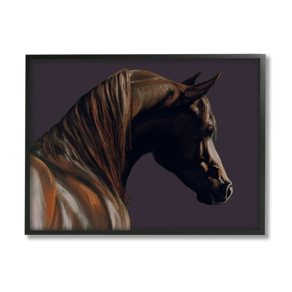 Stupell Industries Dark Horse Animal Portrait Animals & Insects Painting Black Framed Art Print Wall Art