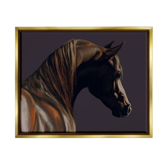 Stupell Industries Dark Horse Animal Portrait Animals & Insects Painting Gold Floater Framed Art Print Wall Art