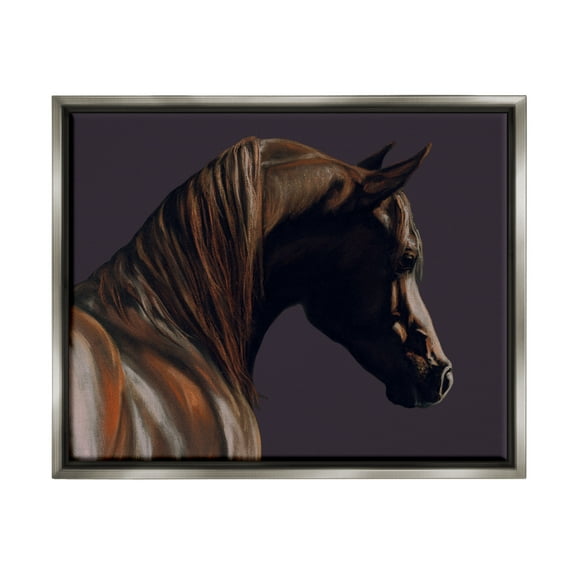 Stupell Industries Dark Horse Animal Portrait Animals & Insects Painting Gray Floater Framed Art Print Wall Art