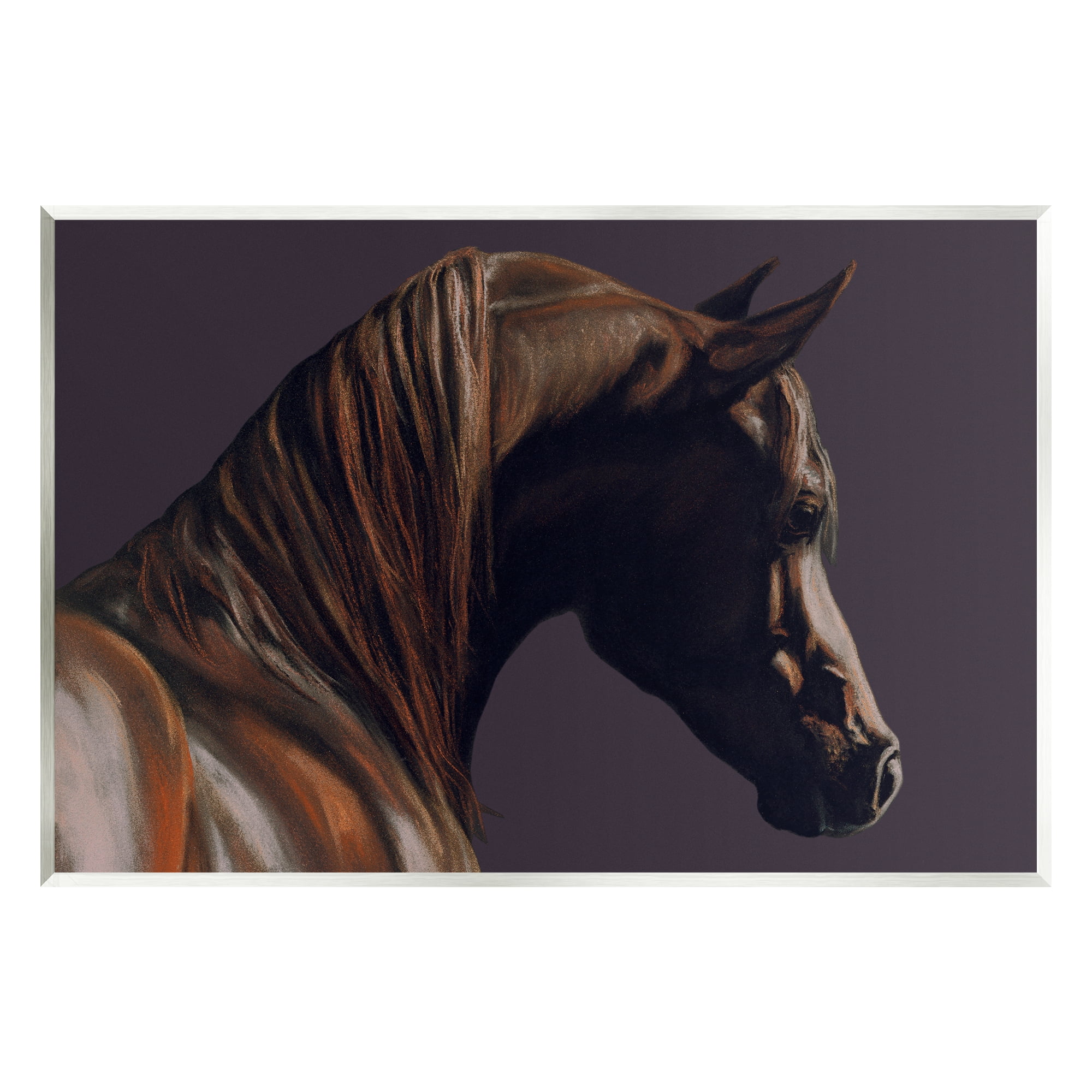 Stupell Industries Dark Horse Animal Portrait Animals & Insects Painting Unframed Art Print Wall Art