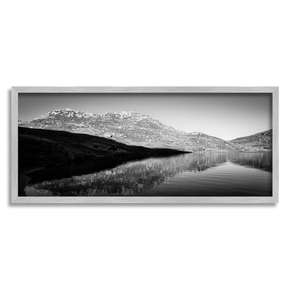 Stupell Industries Dark Lake Landscape Nature Photography Gray Framed Art Print Wall Art, 24 x 10