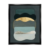 Stupell Industries Dark Layered Shapes Abstract Painting Black Floater Framed Canvas Art Print Wall Art, 17 x 21